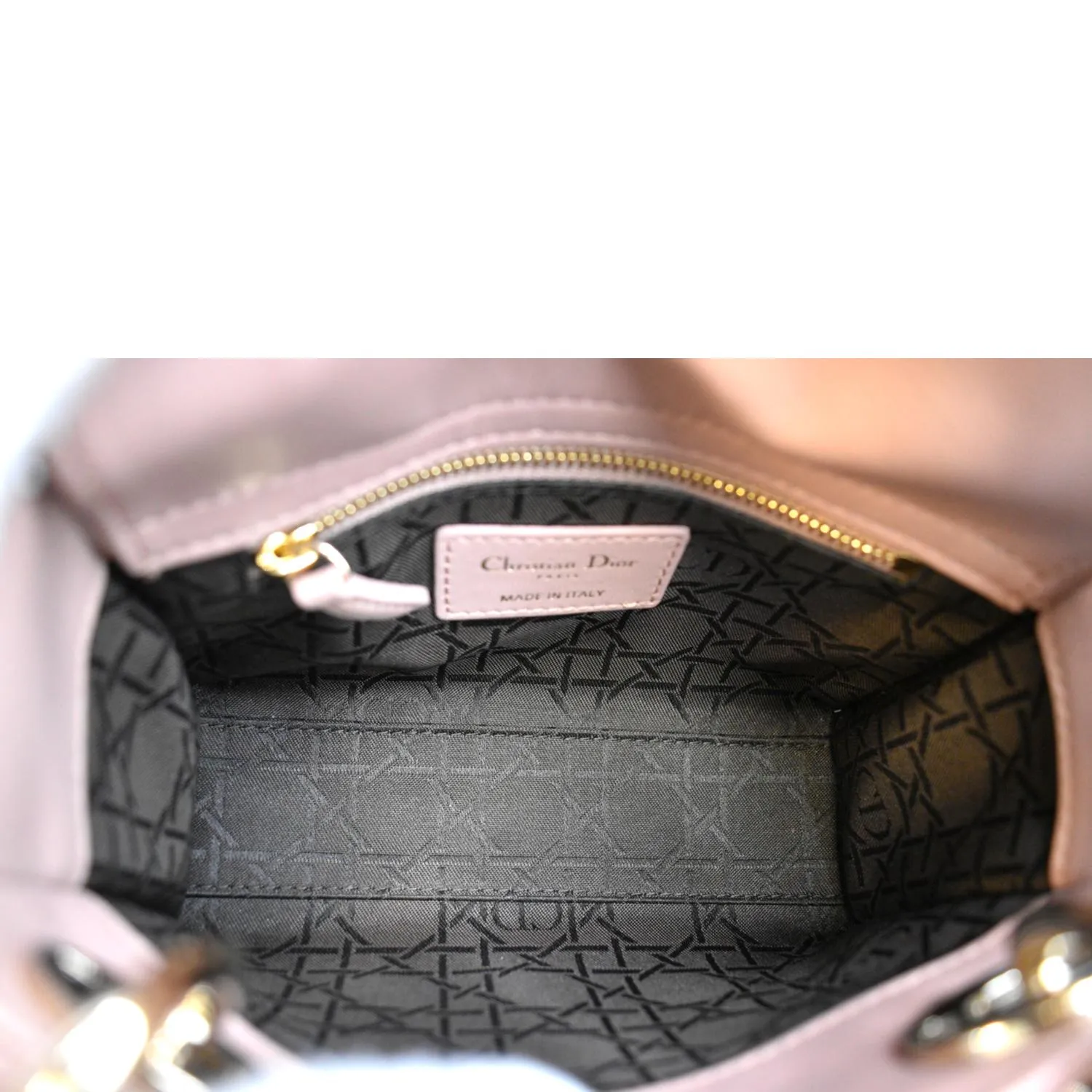 CHRISTIAN DIOR Mini Lady Dior Cannage Calfskin Leather Shoulder Bag Blush