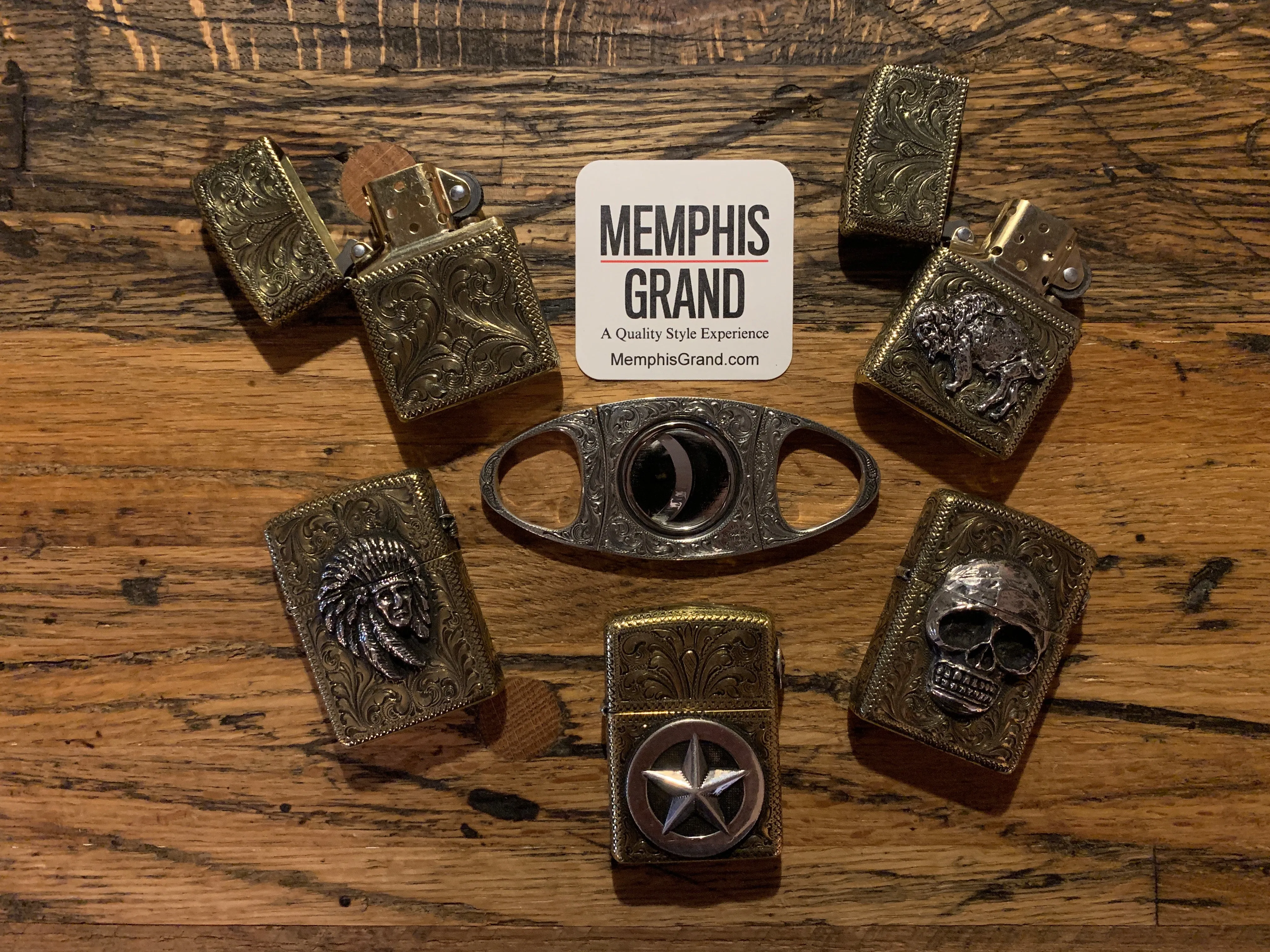Cigar Cutter, Hand Engraved Sterling Silver - CG-CT