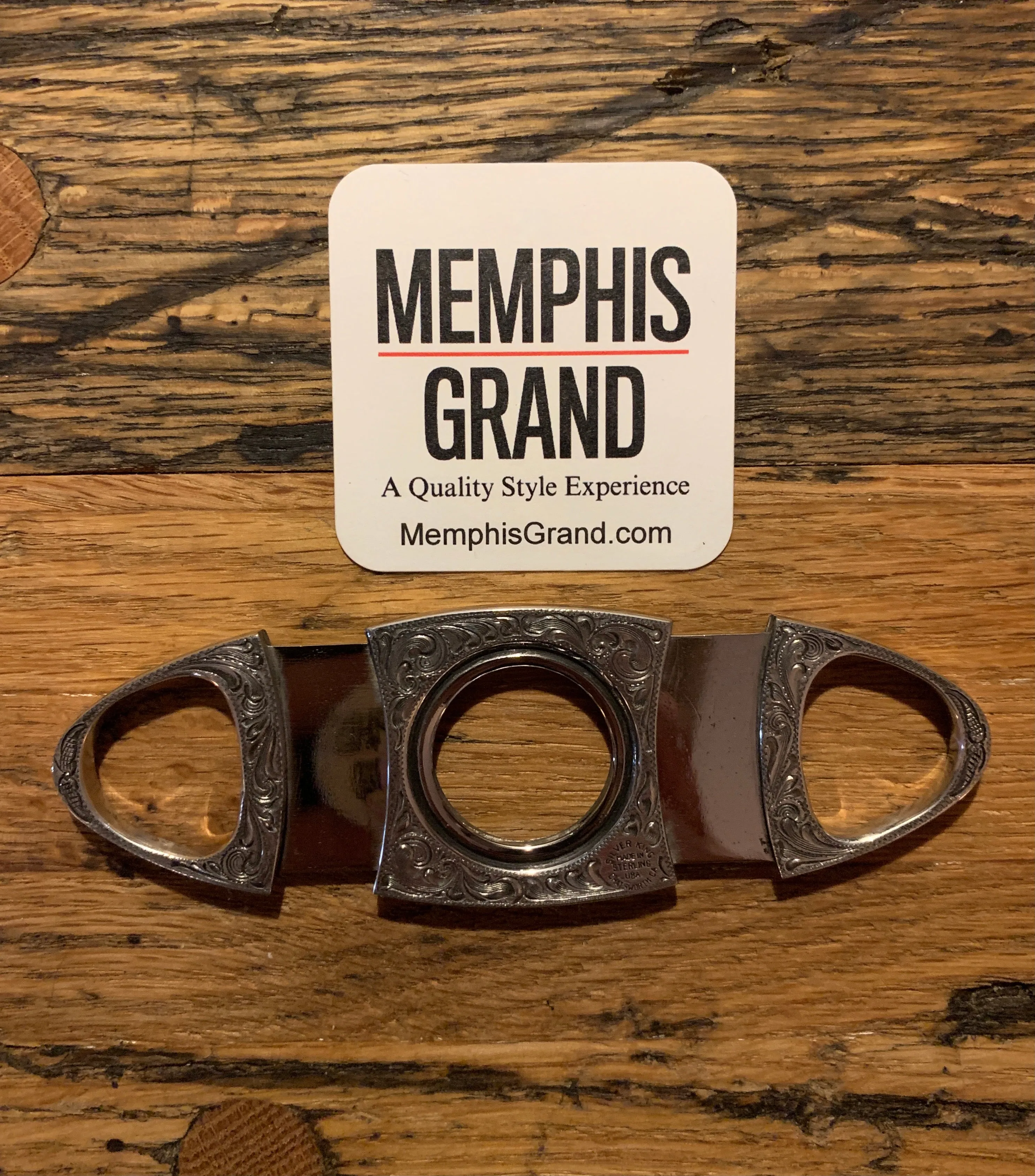 Cigar Cutter, Hand Engraved Sterling Silver - CG-CT