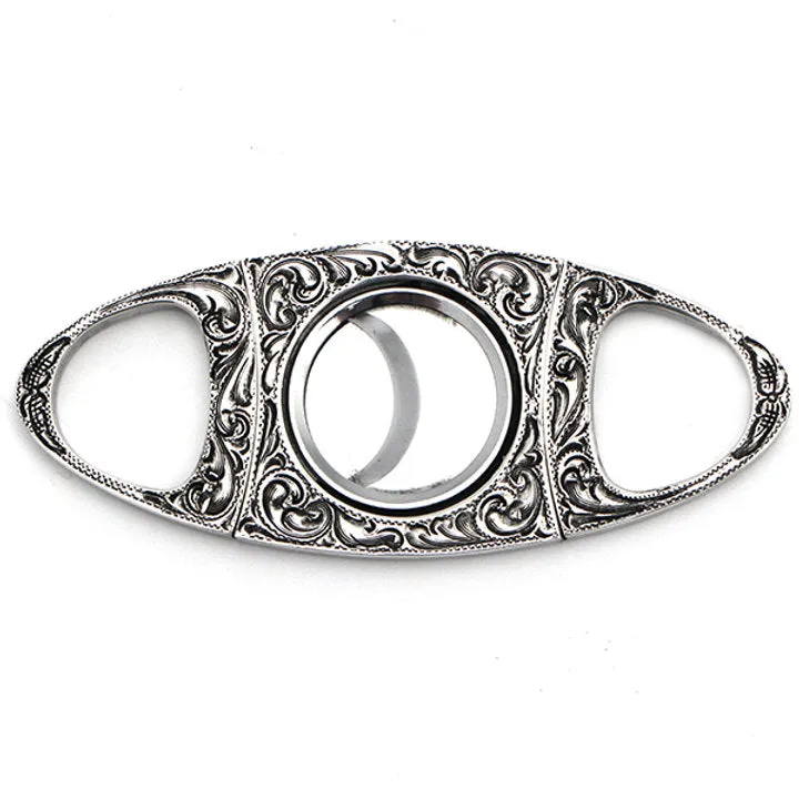 Cigar Cutter, Hand Engraved Sterling Silver - CG-CT
