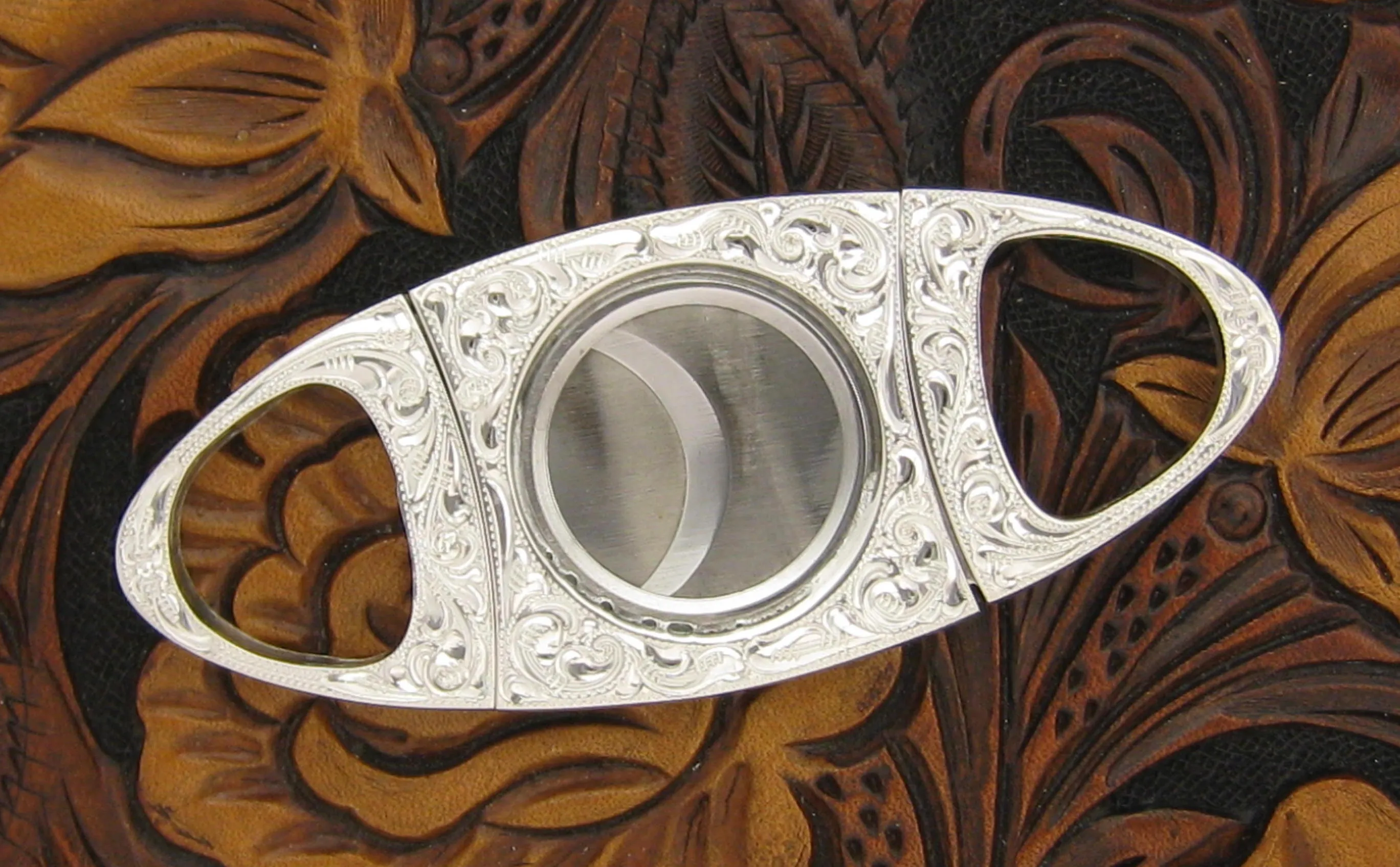 Cigar Cutter, Hand Engraved Sterling Silver - CG-CT