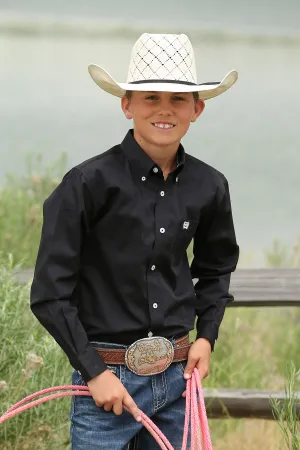 Cinch Solid Black Button-Down Shirt for Boys