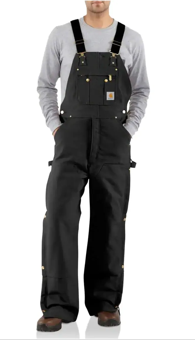 CL104031A-XL-Blk/ R Bib Overalls Quilt Lined