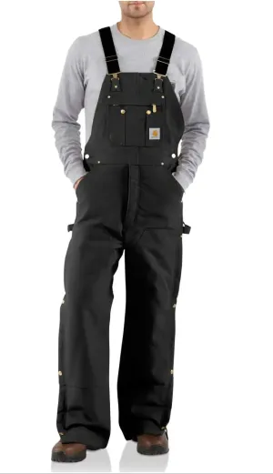 CL104031A-XL-Blk/ R Bib Overalls Quilt Lined
