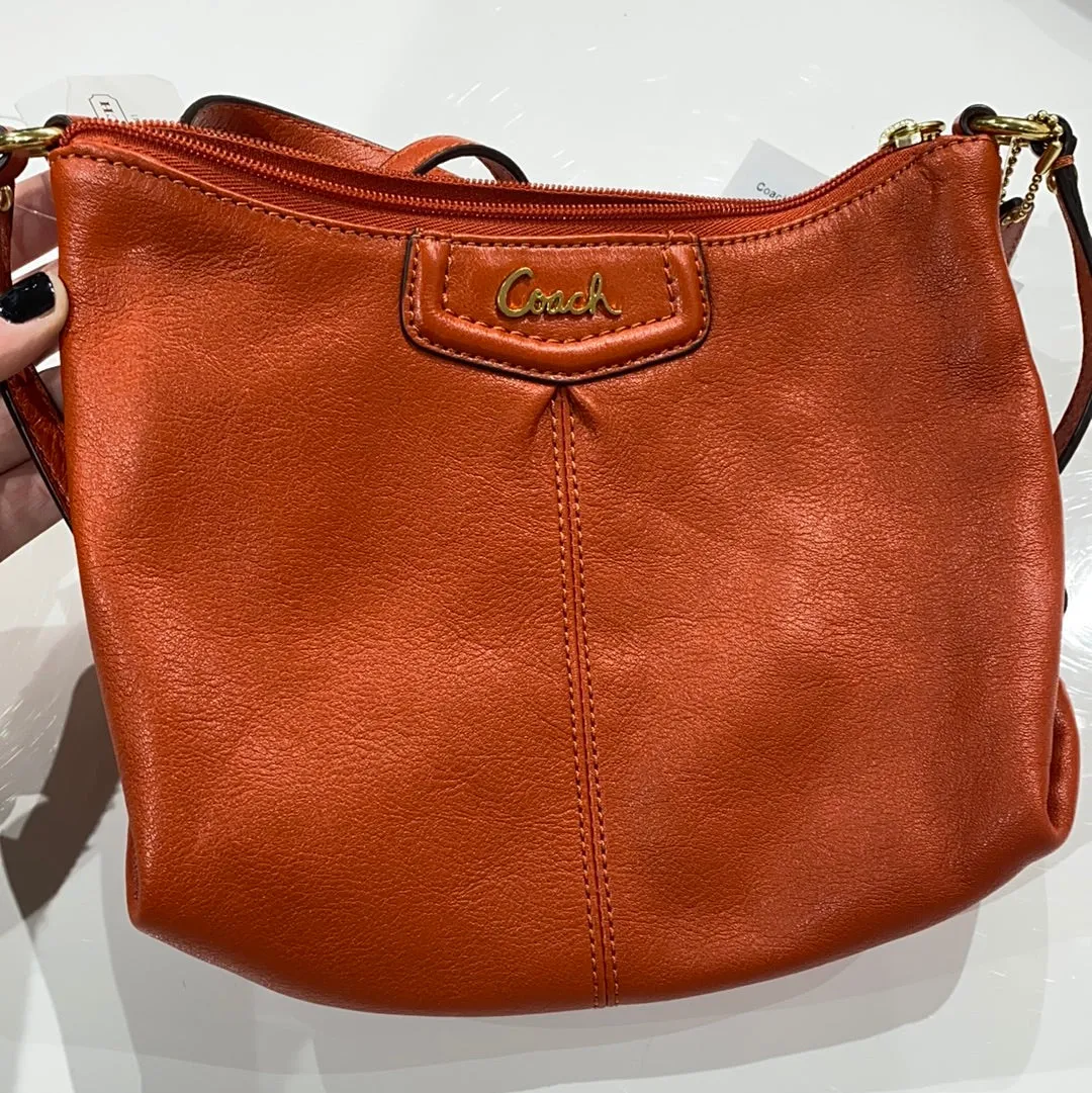 Coach Orange Leather Crossbody Handbag
