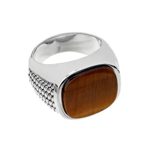 Cobra Etched Tiger's Eye Sterling Silver Ring I Jan Leslie