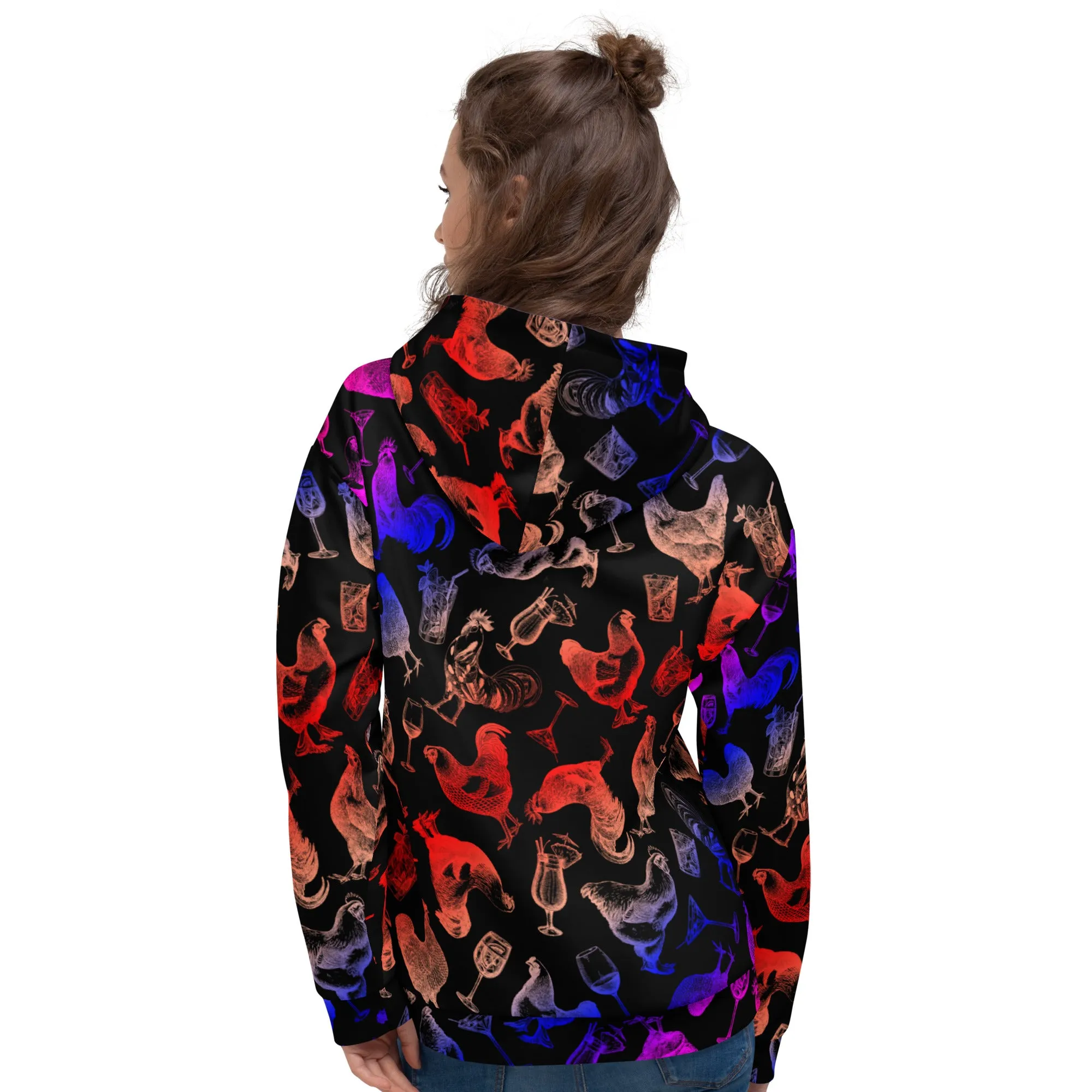 Cocktails & Chickens Unisex Hoodie, multi