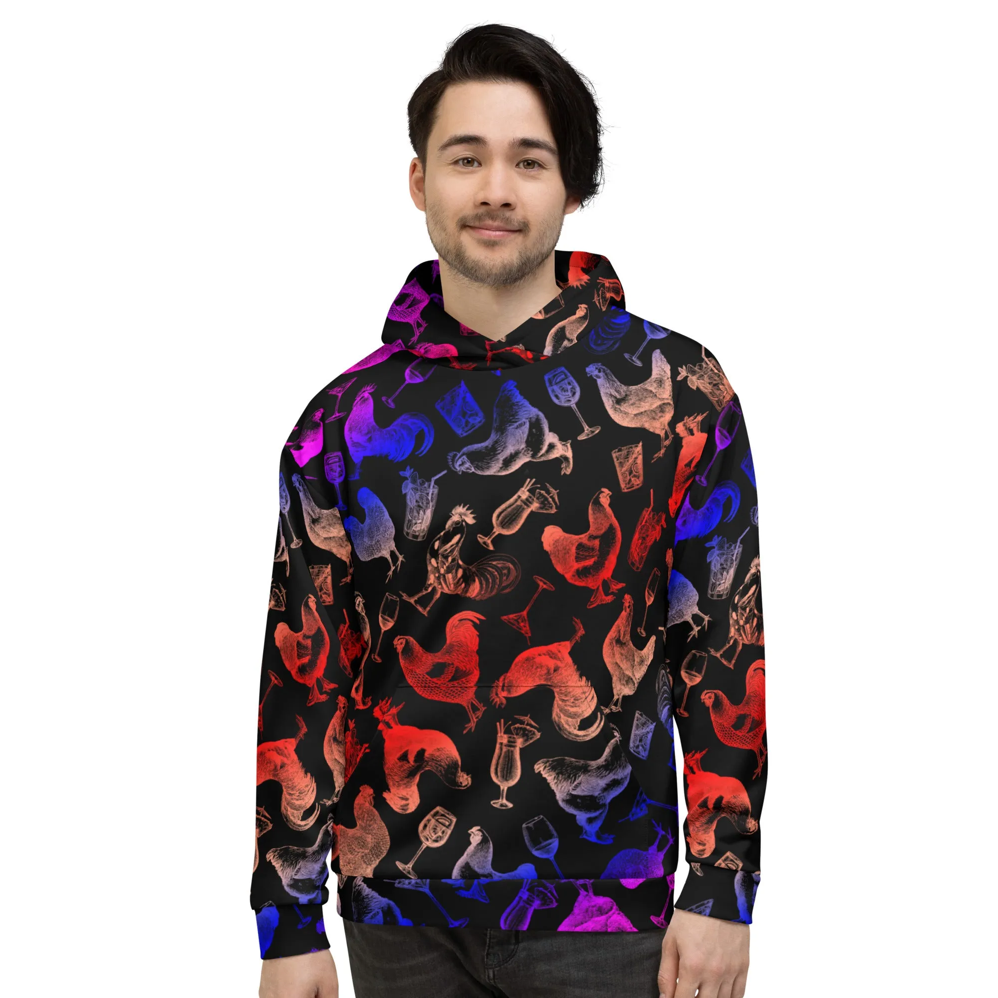 Cocktails & Chickens Unisex Hoodie, multi