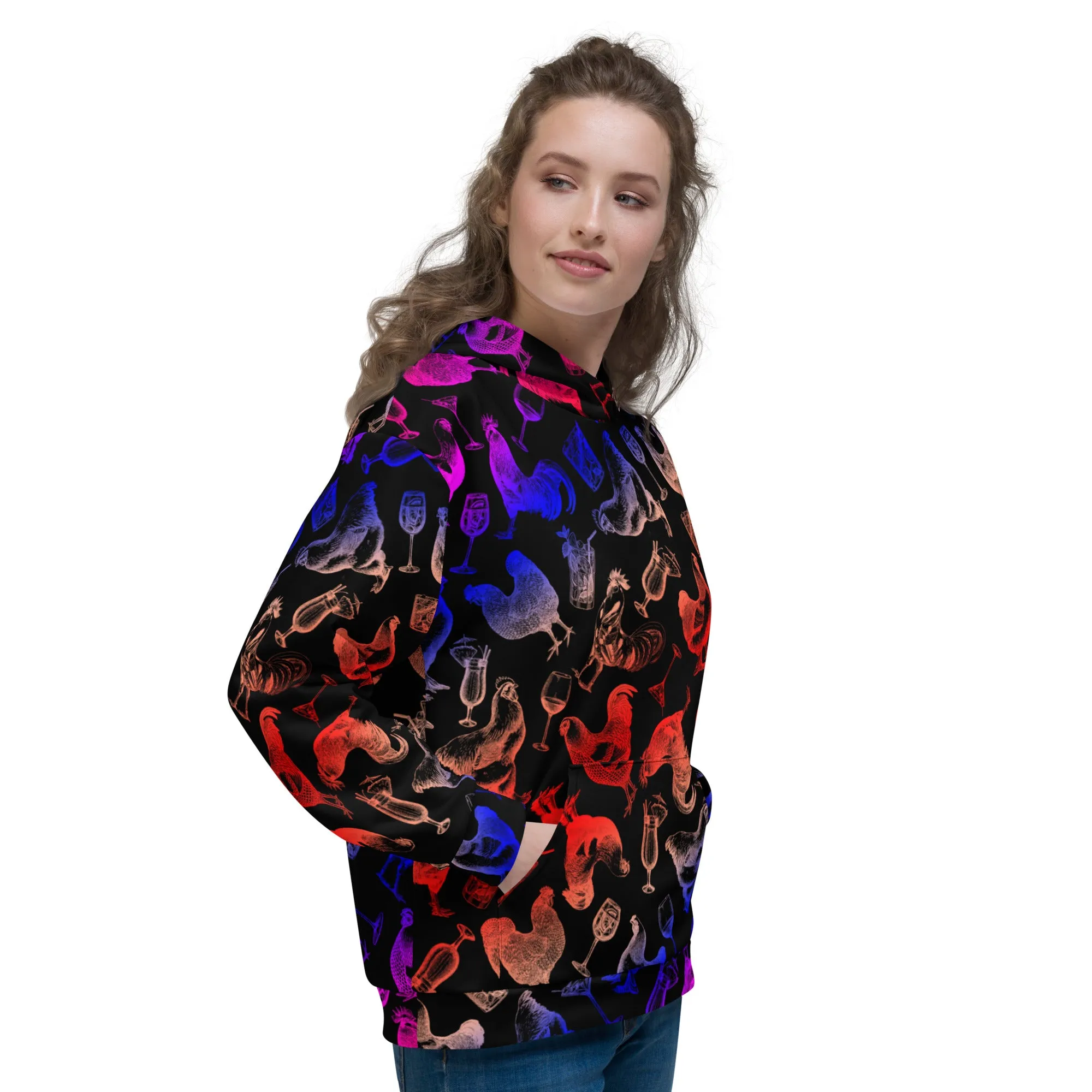 Cocktails & Chickens Unisex Hoodie, multi