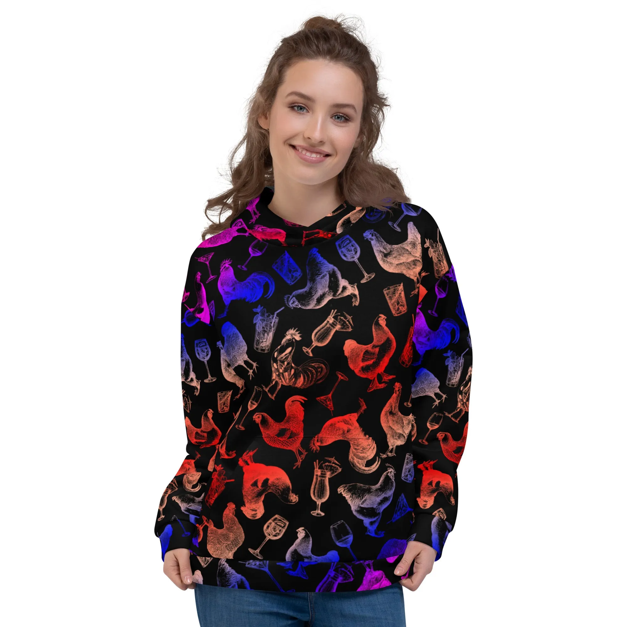 Cocktails & Chickens Unisex Hoodie, multi