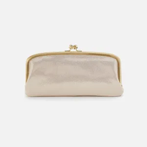 Cora Large Frame Wallet In Metallic Leather - Sand Shimmer