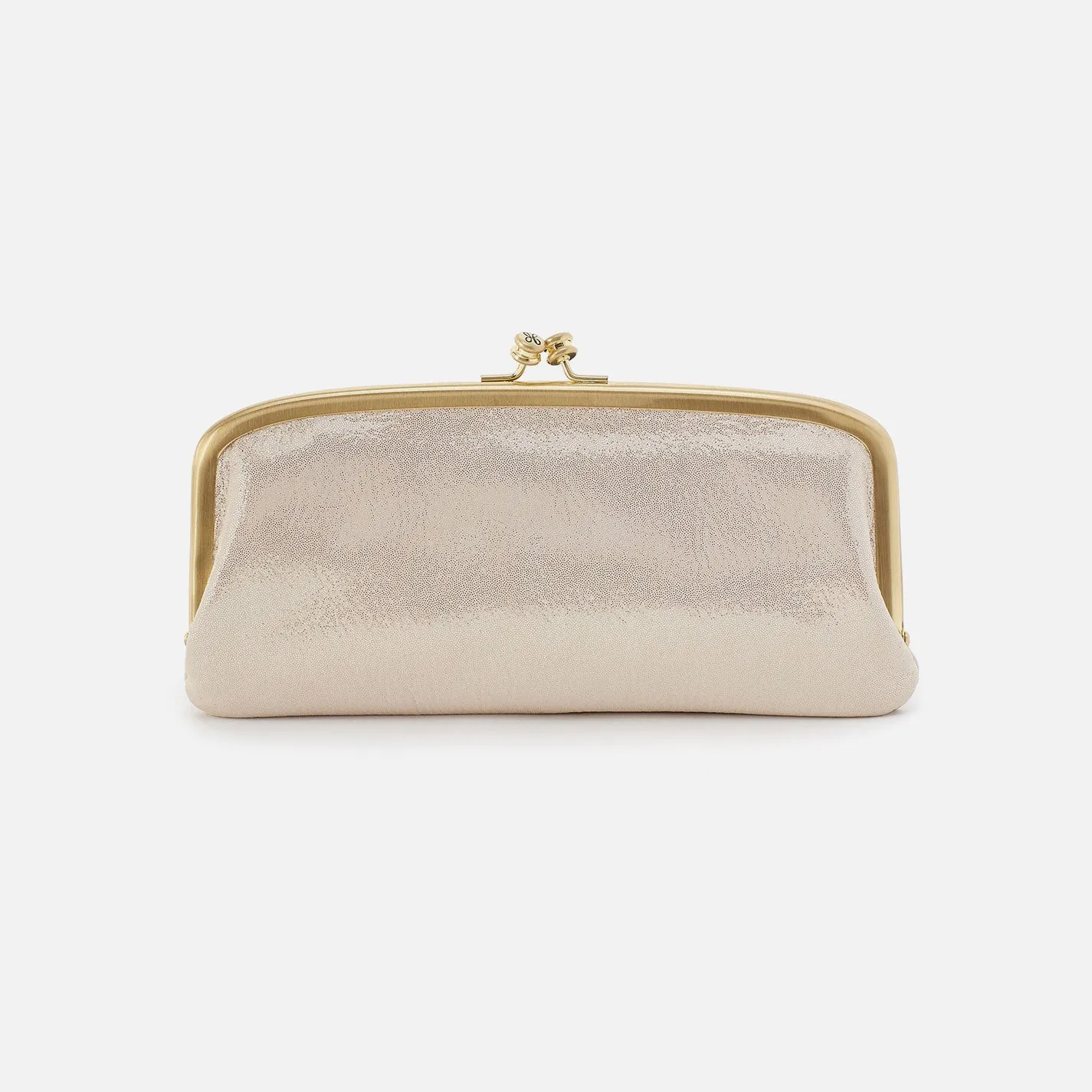 Cora Large Frame Wallet In Metallic Leather - Sand Shimmer