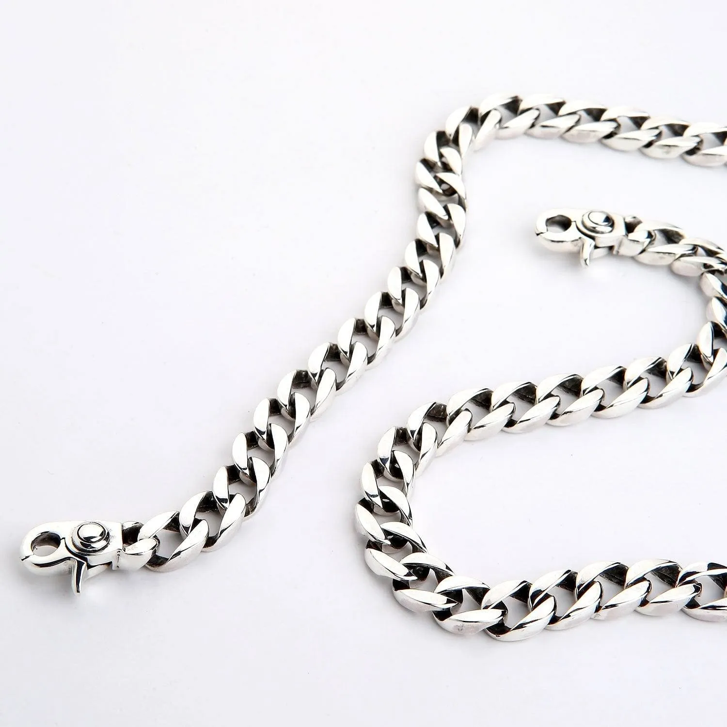 Curb Link Sterling Silver Men's Wallet Chain