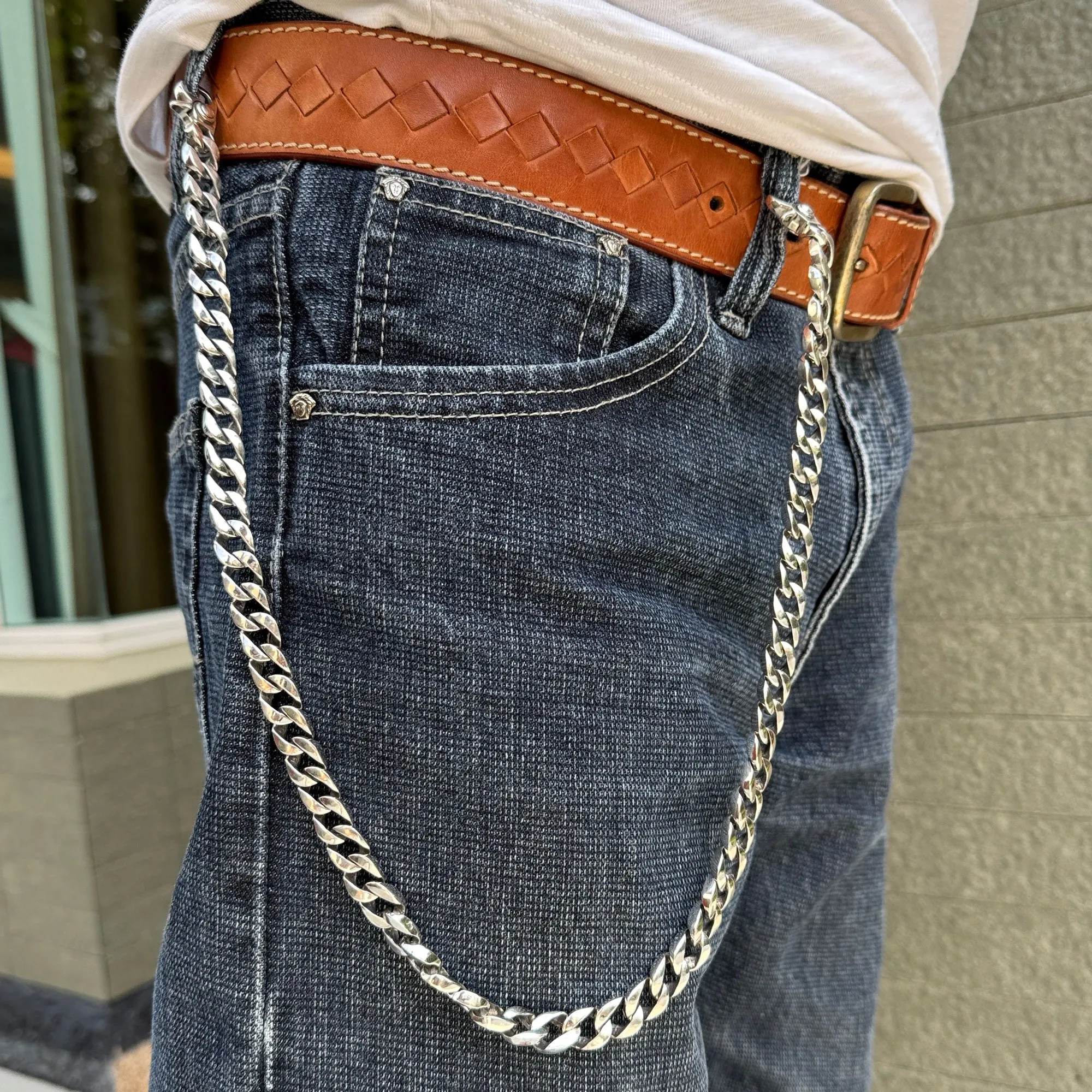 Curb Link Sterling Silver Men's Wallet Chain