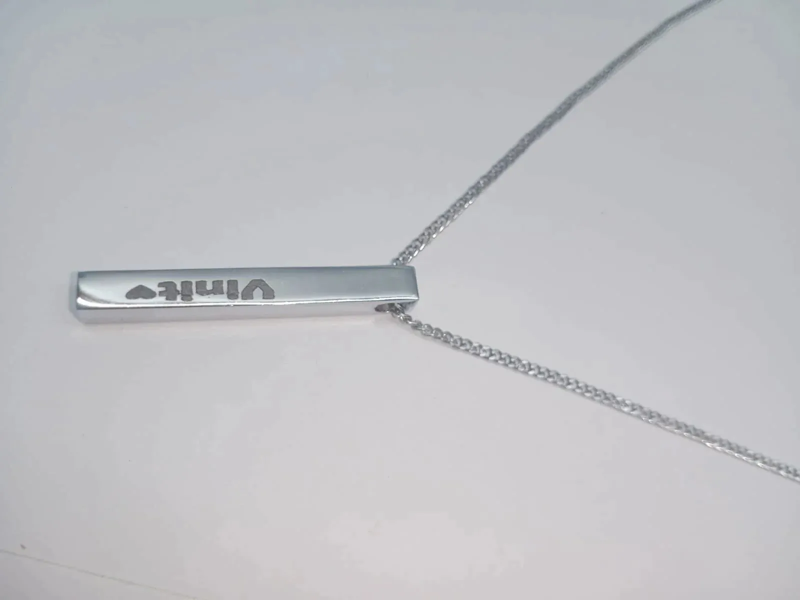 Customized 3D Bar Pendant - Silver