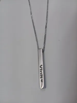 Customized 3D Bar Pendant - Silver