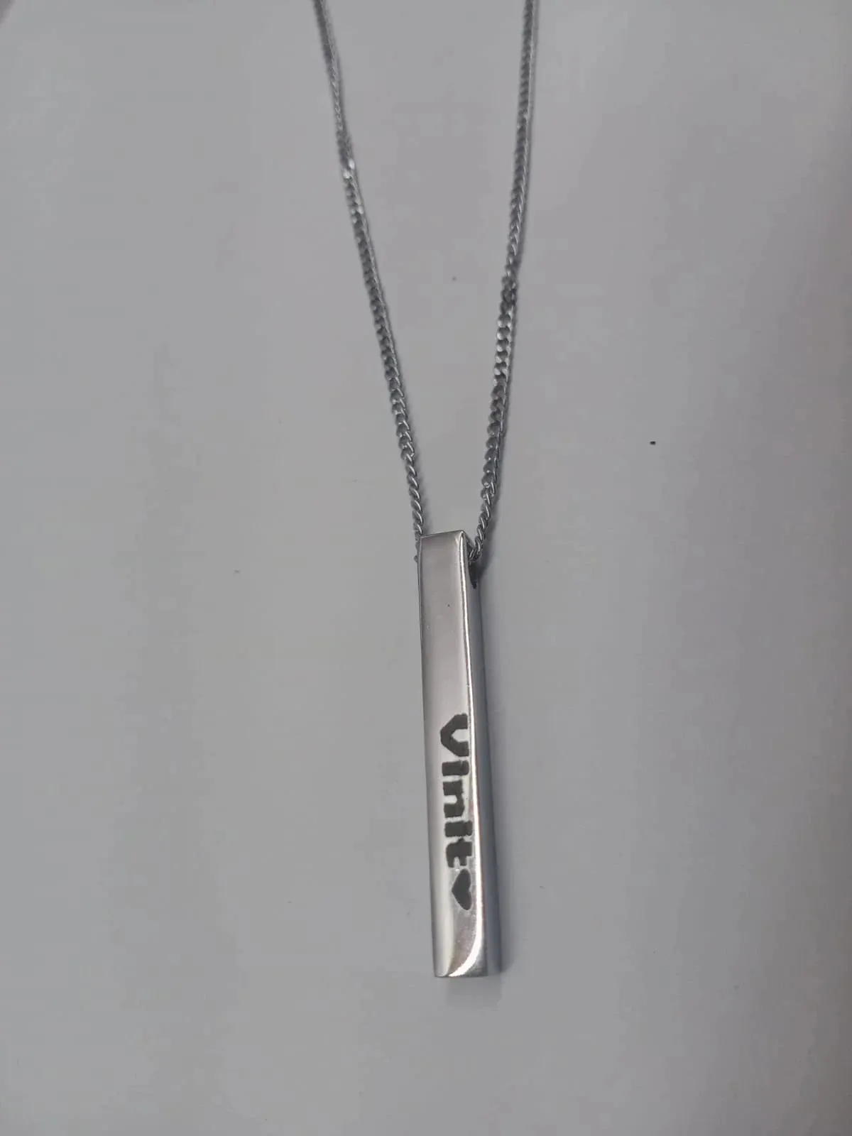 Customized 3D Bar Pendant - Silver