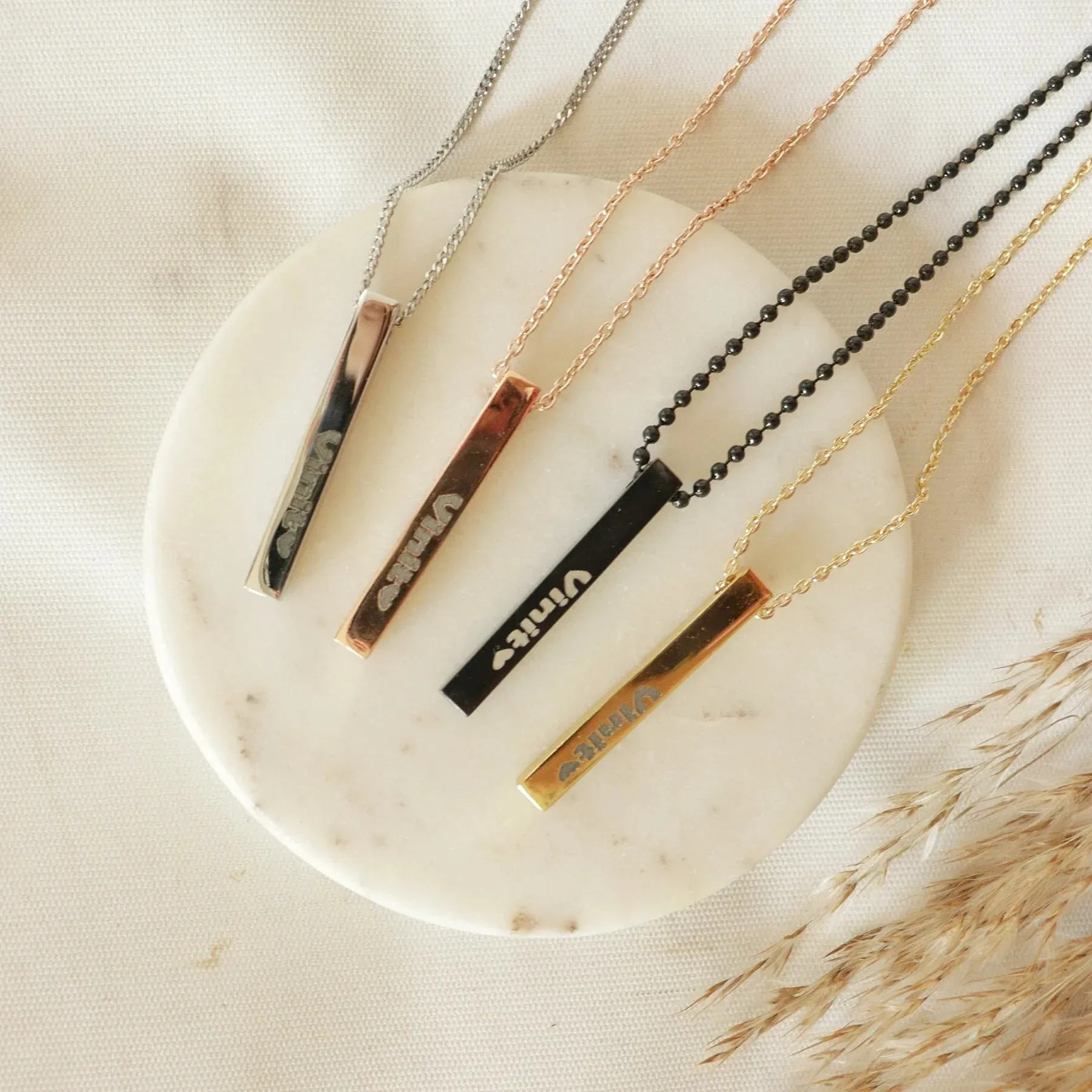 Customized 3D Bar Pendant - Silver