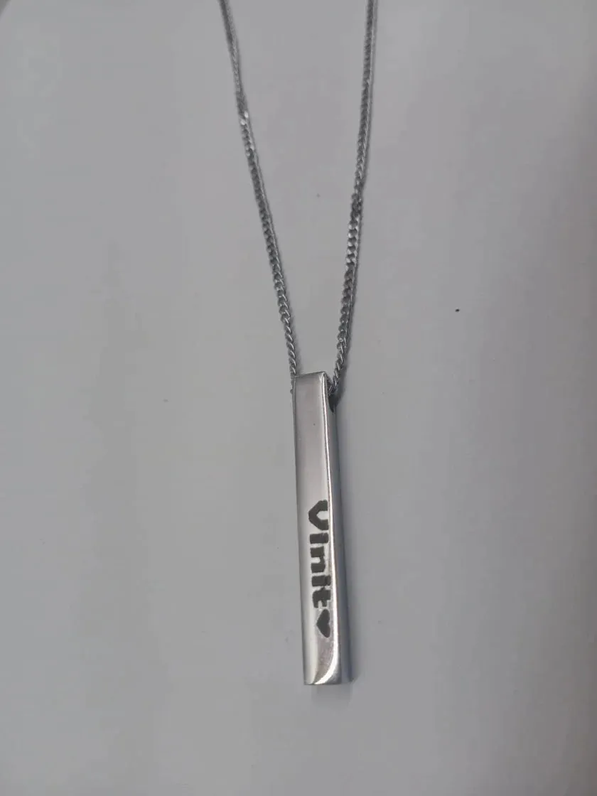 Customized 3D Bar Pendant - Silver