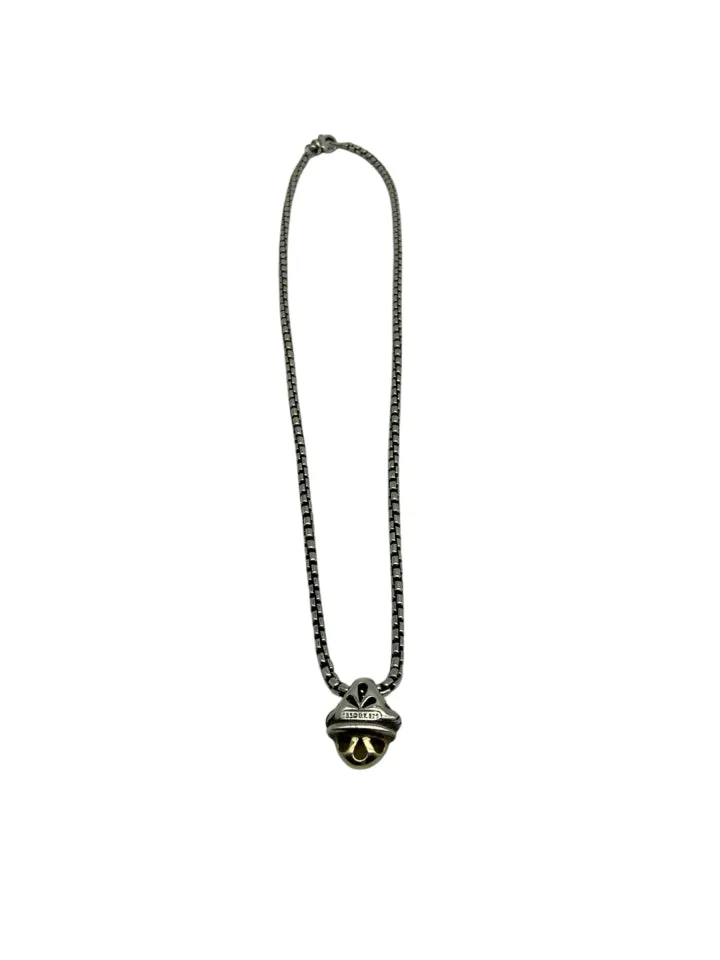David Yurman 14k Gold and Sterling Acorn Pendant Necklace