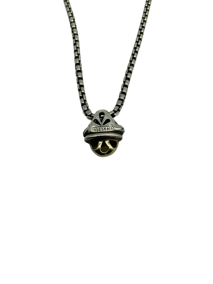 David Yurman 14k Gold and Sterling Acorn Pendant Necklace