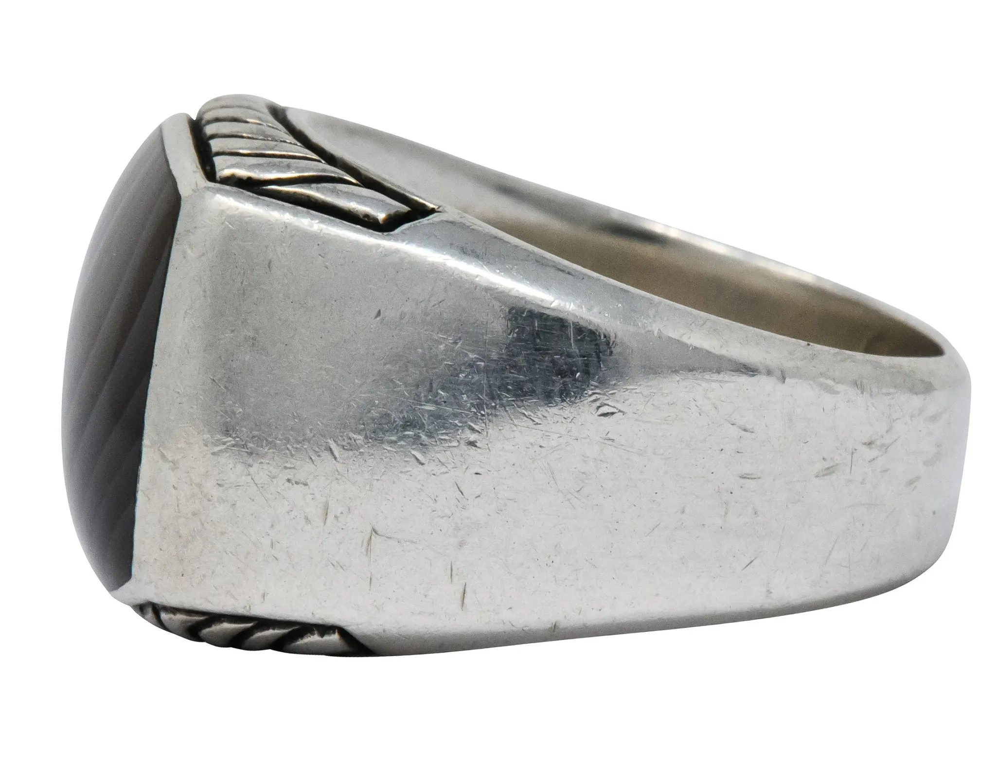 David Yurman Agate Sterling Silver Men's Exotic Stone Ring