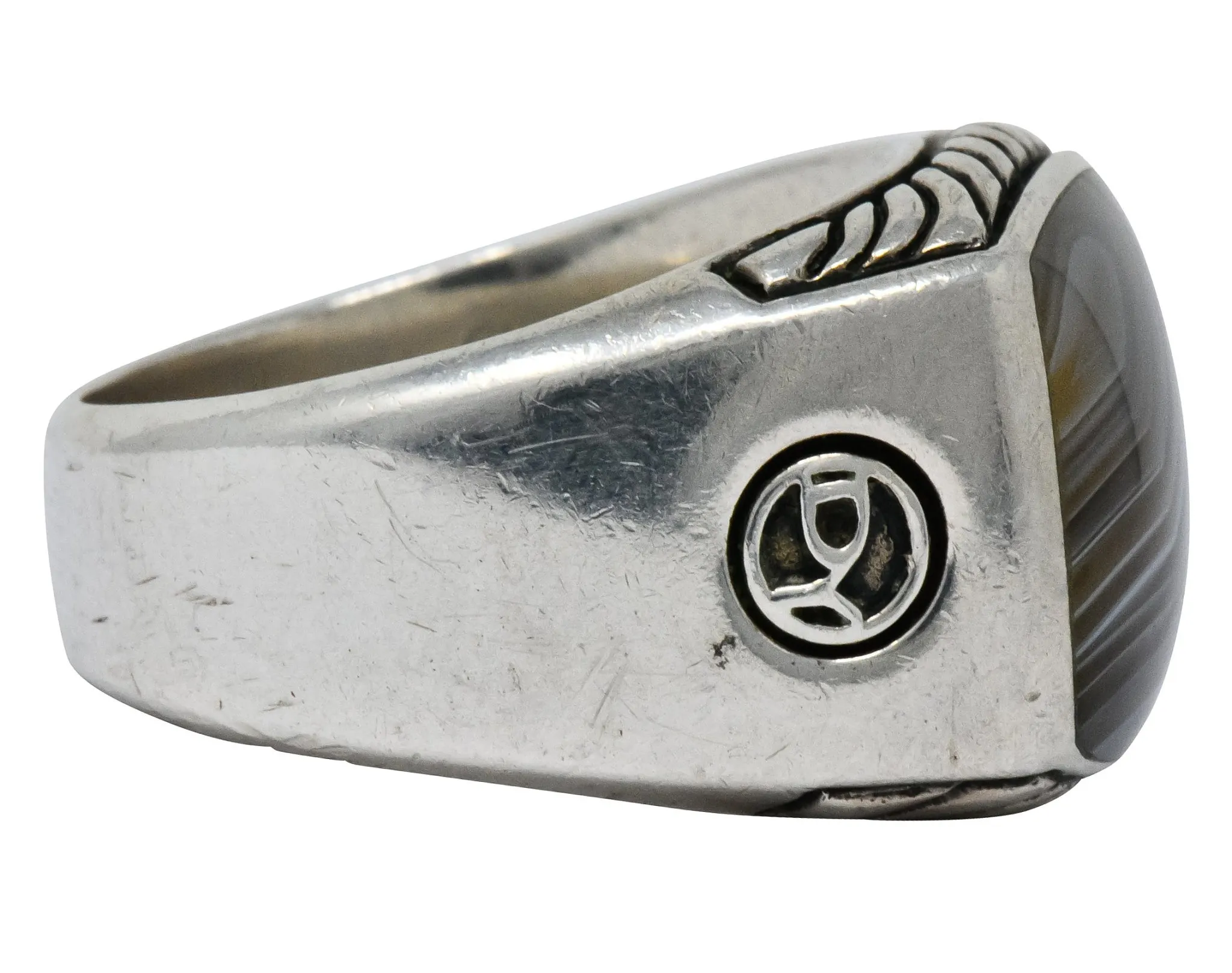 David Yurman Agate Sterling Silver Men's Exotic Stone Ring