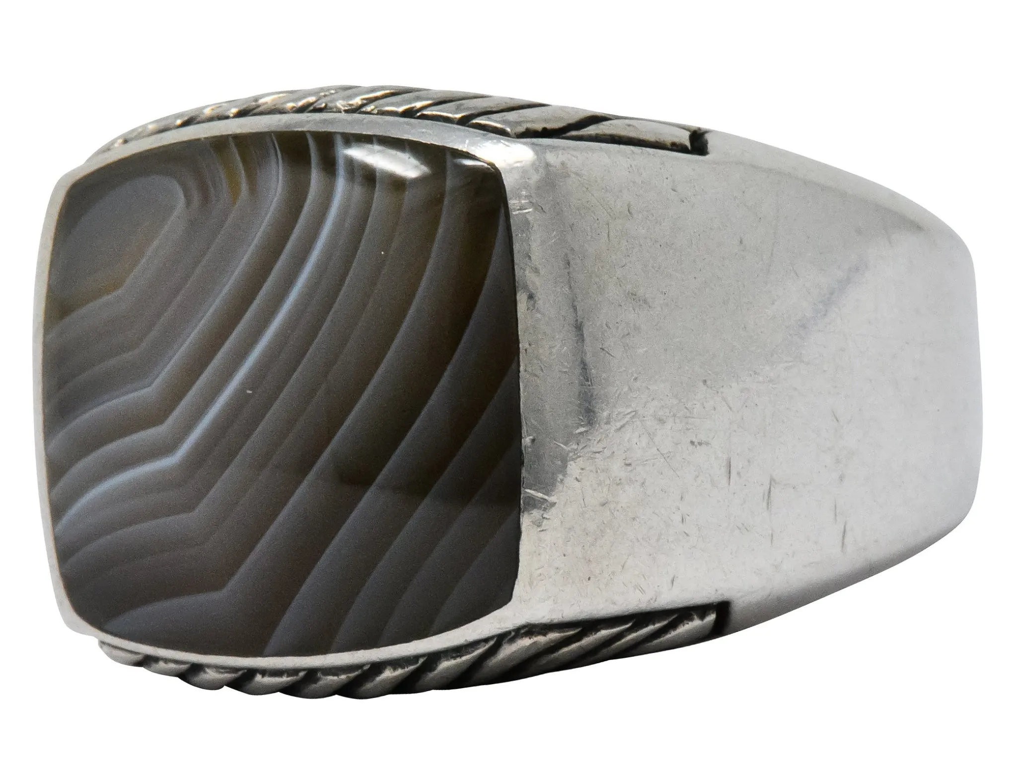 David Yurman Agate Sterling Silver Men's Exotic Stone Ring