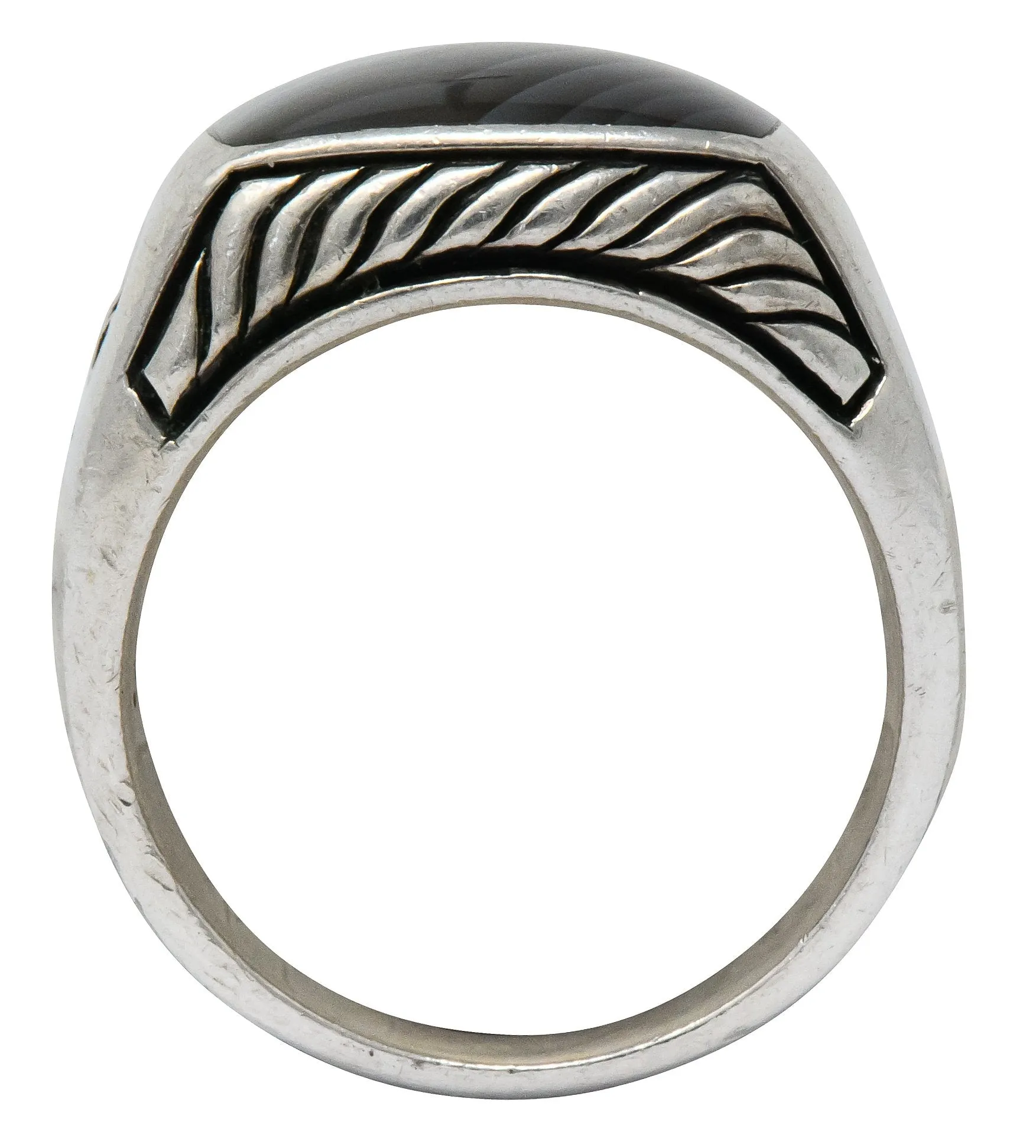 David Yurman Agate Sterling Silver Men's Exotic Stone Ring