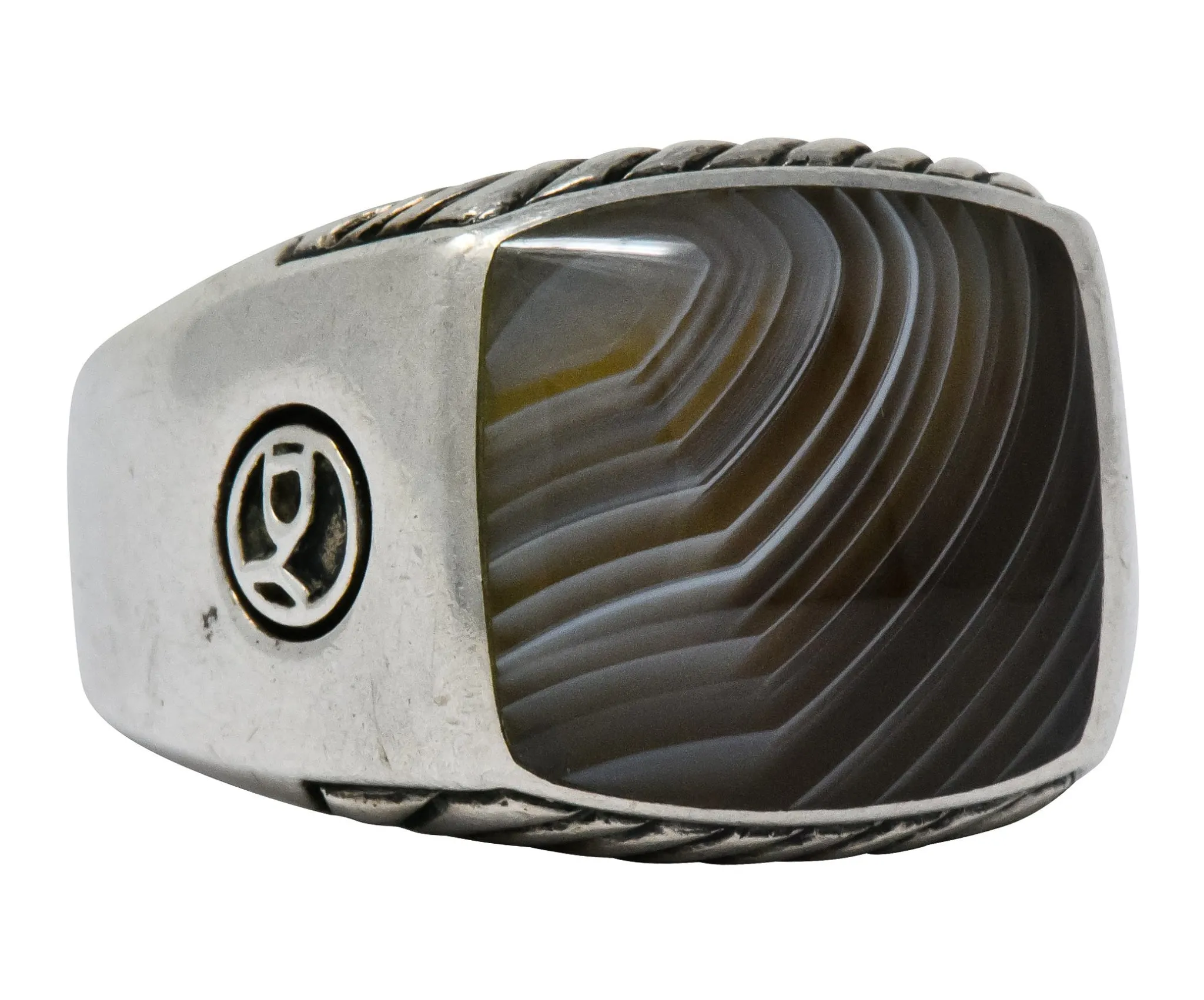 David Yurman Agate Sterling Silver Men's Exotic Stone Ring