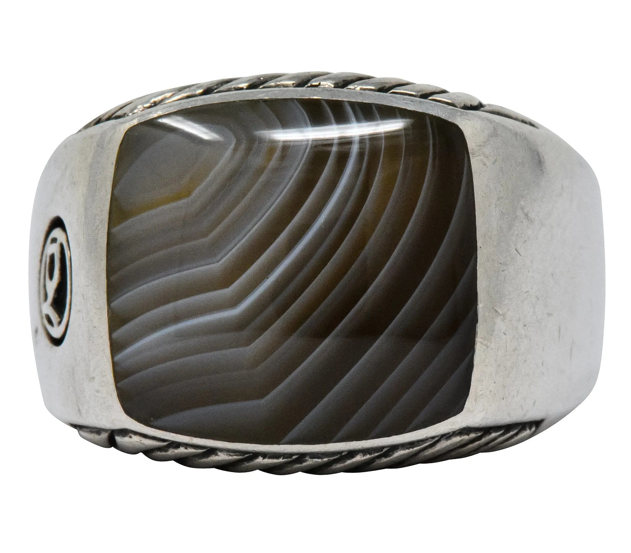 David Yurman Agate Sterling Silver Men's Exotic Stone Ring