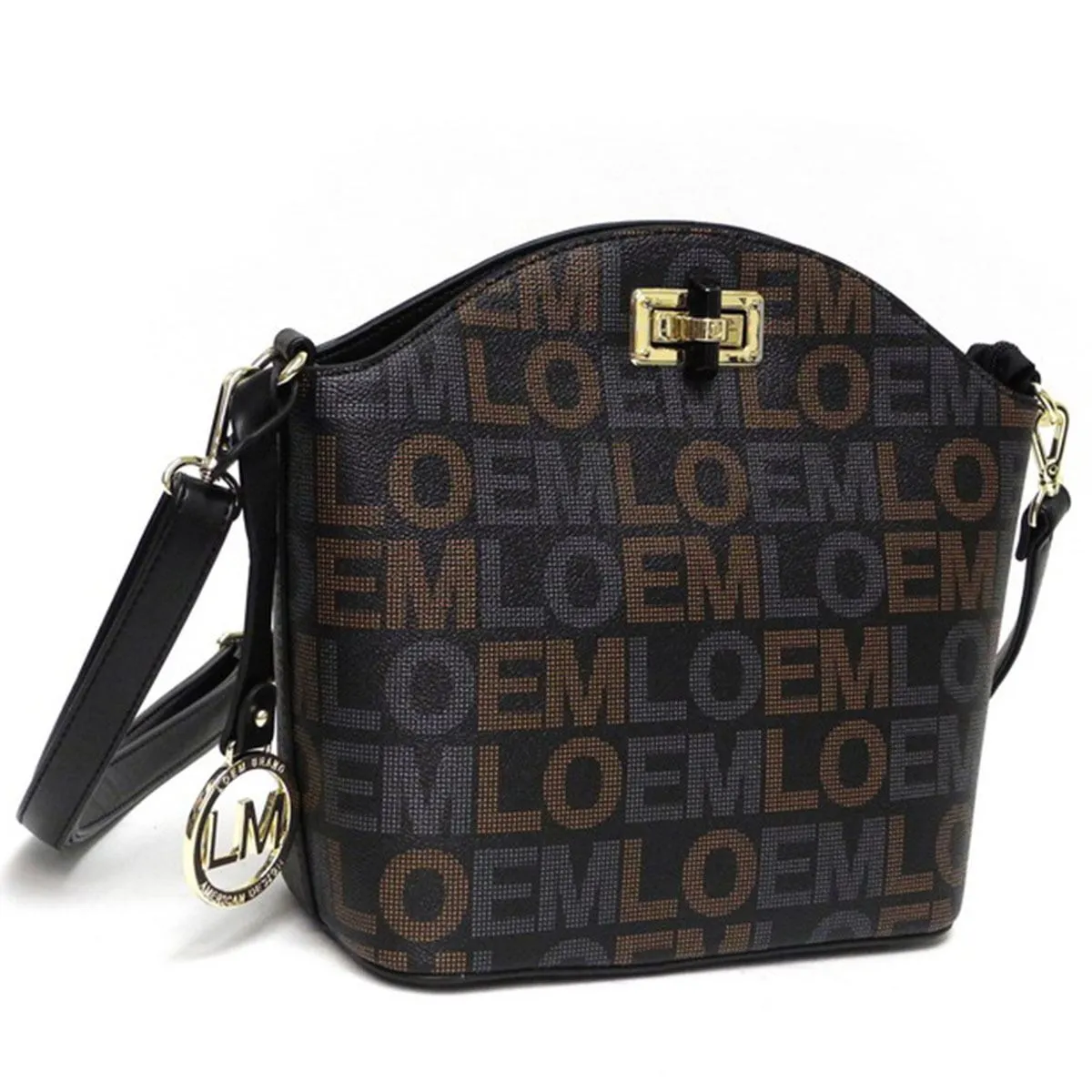 Designer LOEM beige IVY signature gold switch lock cross shoulder Bag handbag LT