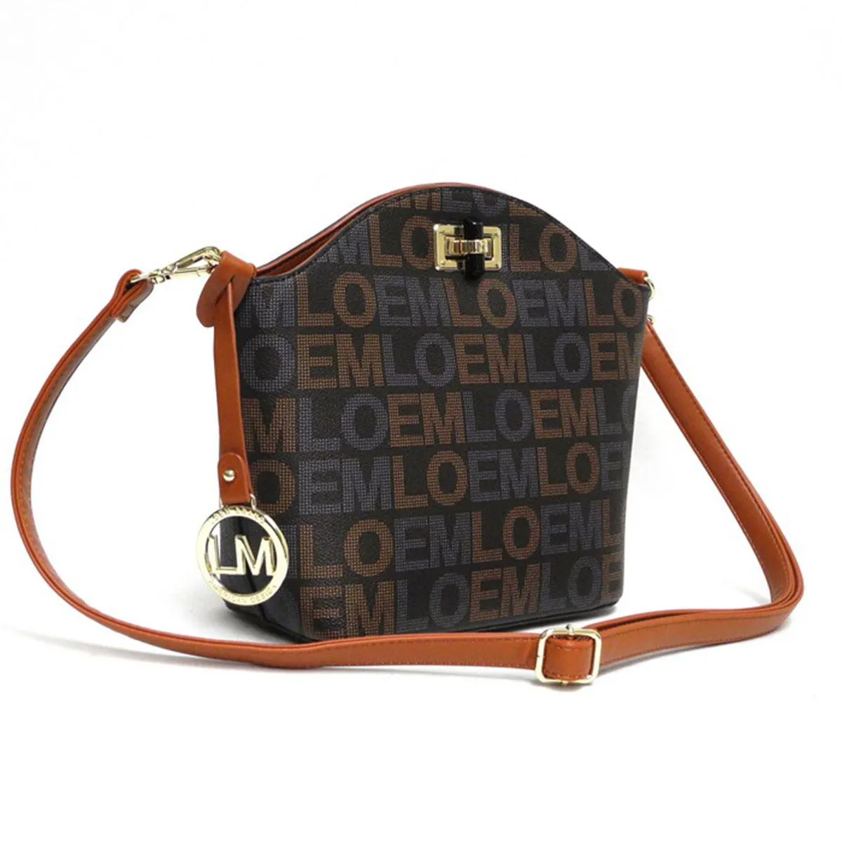 Designer LOEM beige IVY signature gold switch lock cross shoulder Bag handbag LT