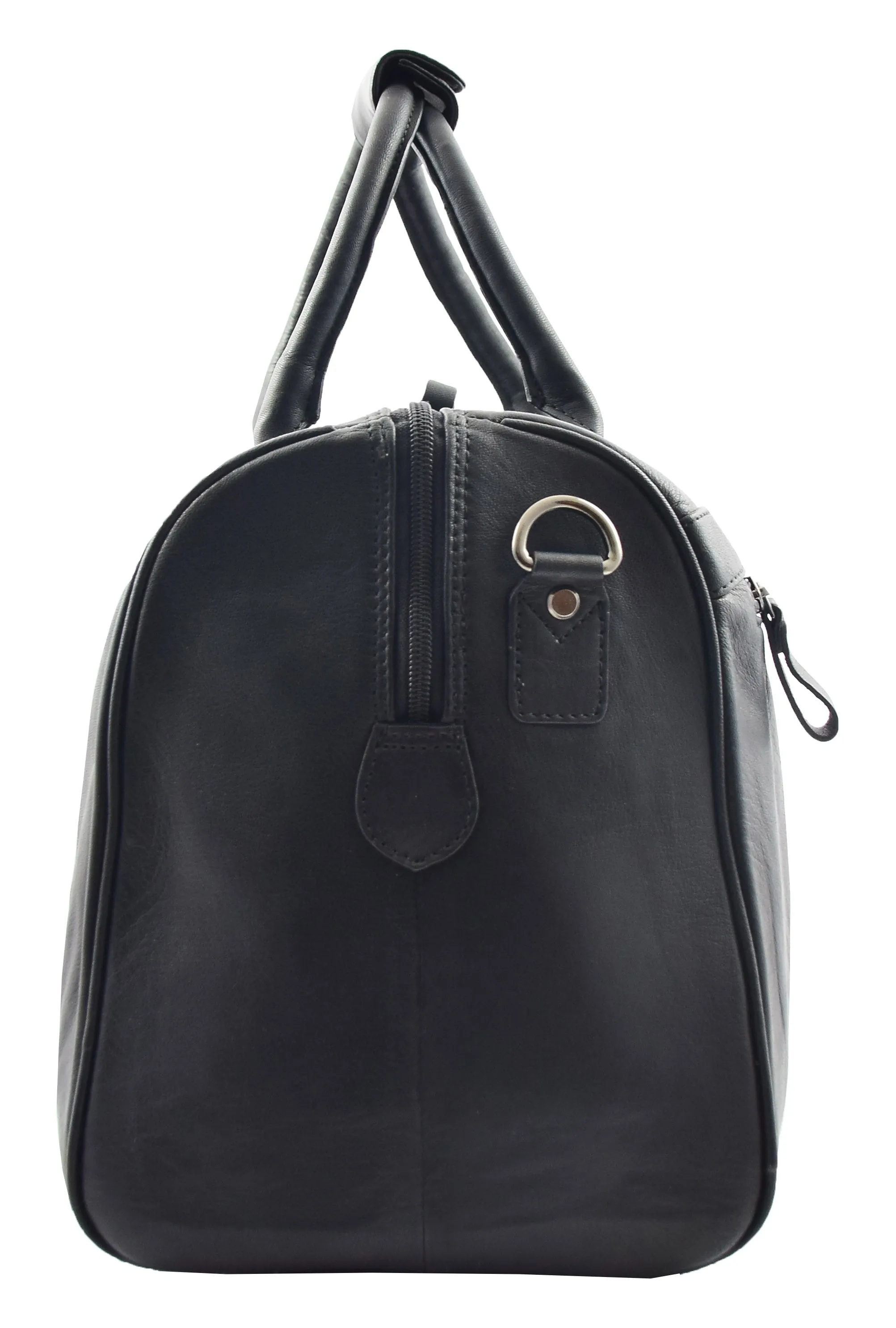 DR349 Real Leather Holdall Overnight Bag Black