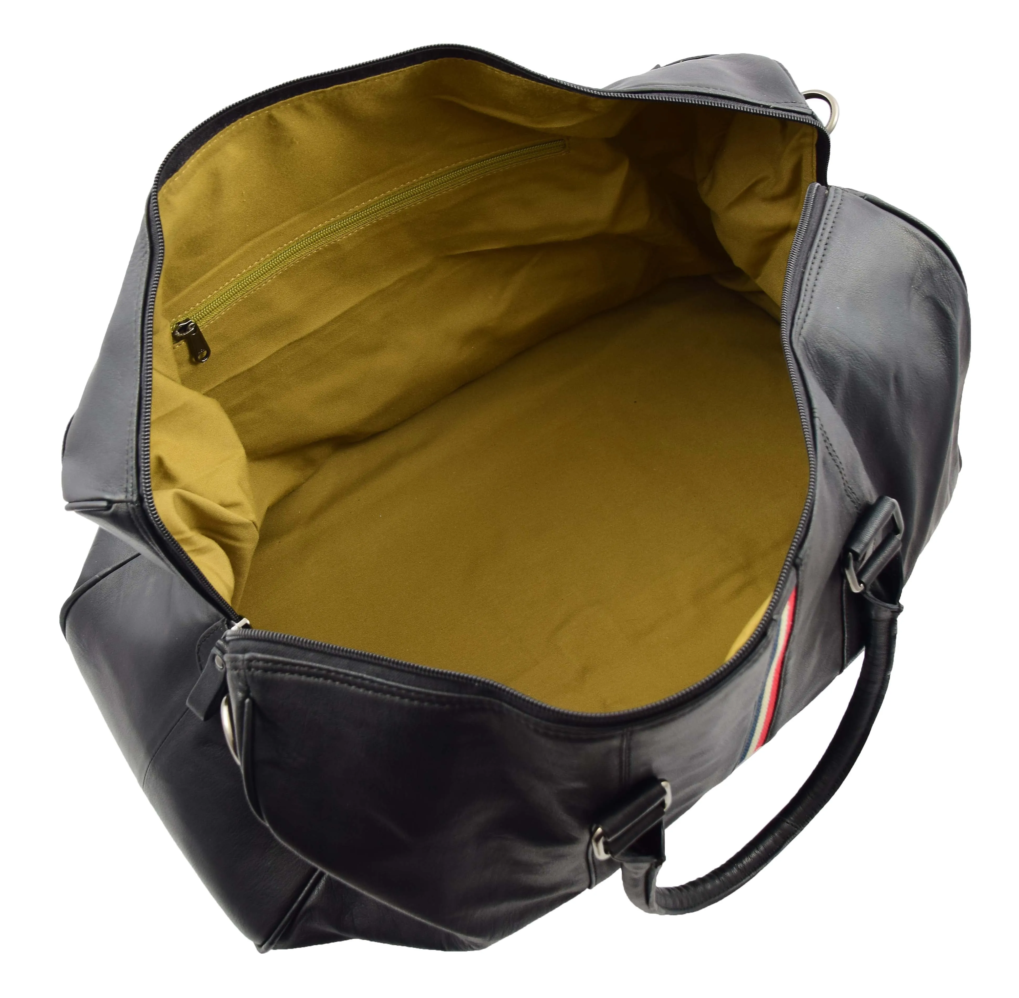 DR349 Real Leather Holdall Overnight Bag Black