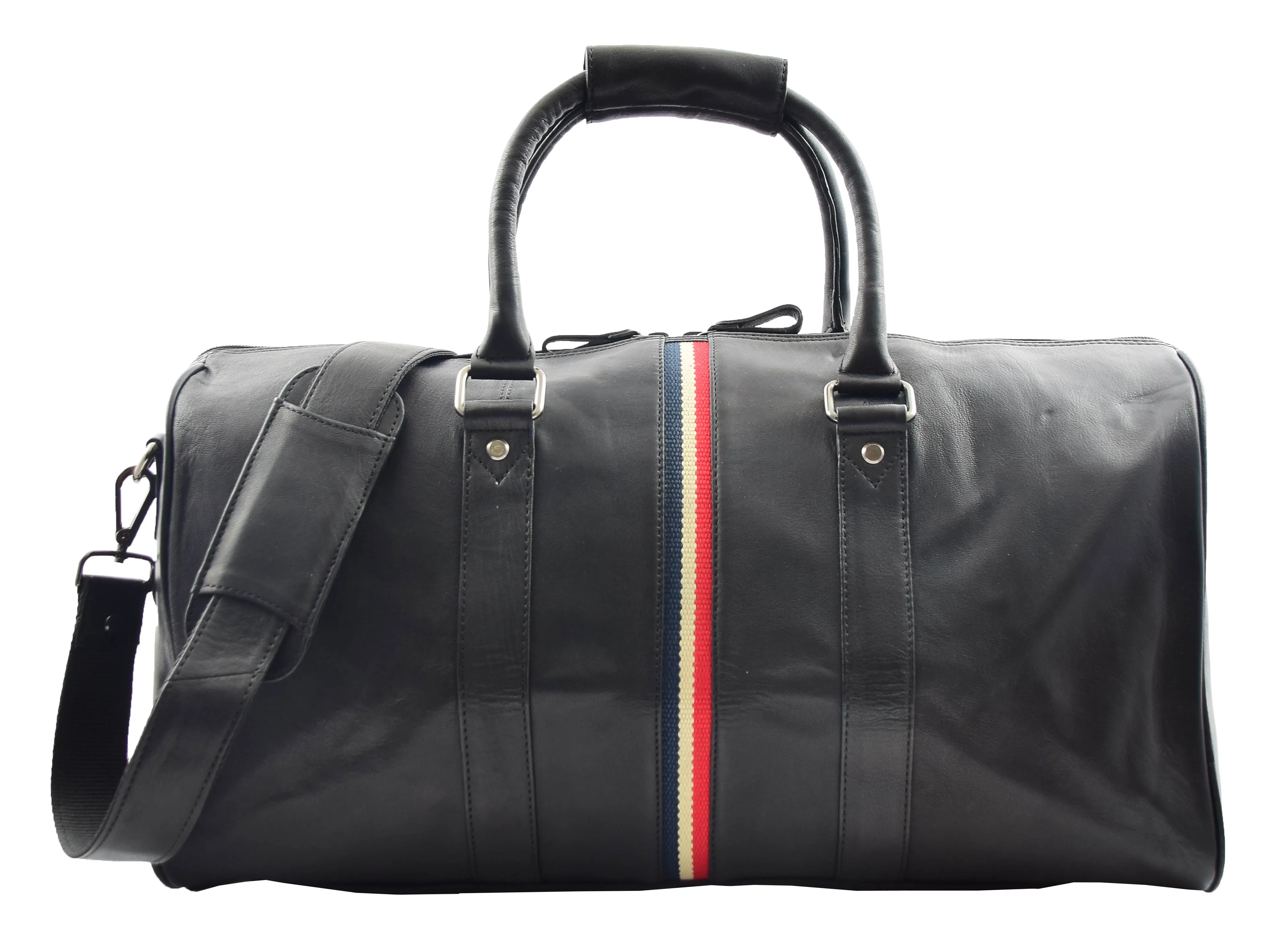 DR349 Real Leather Holdall Overnight Bag Black
