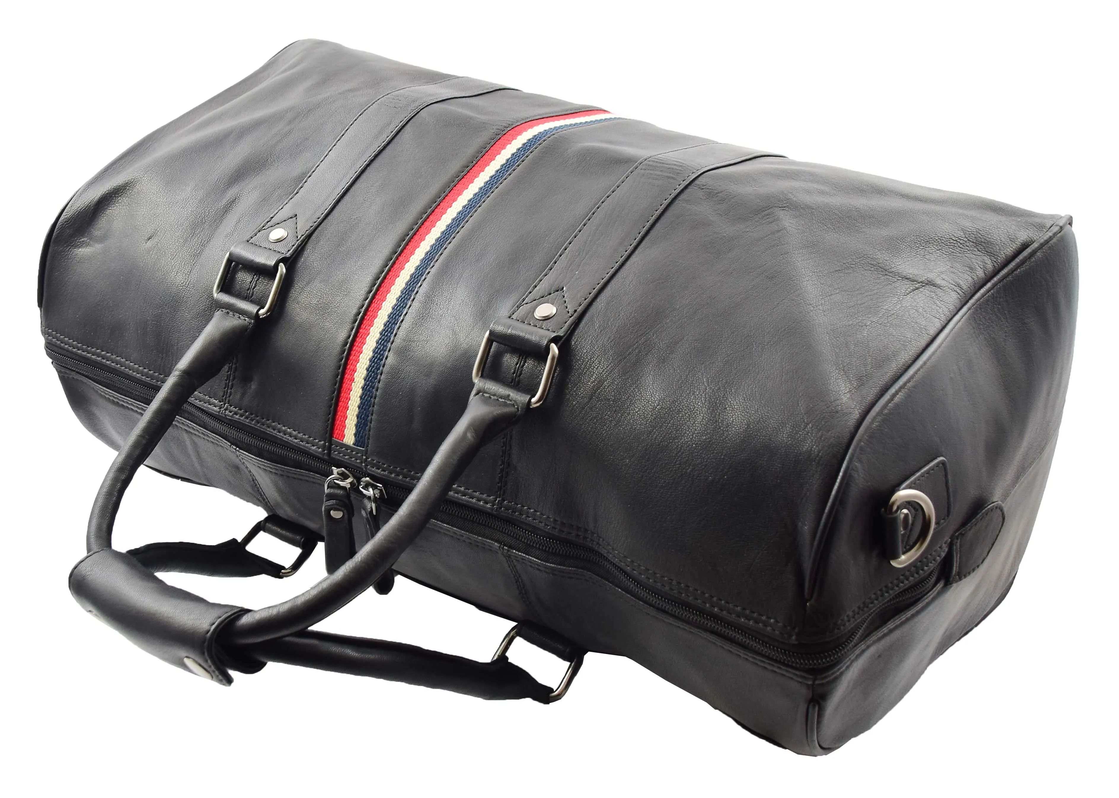 DR349 Real Leather Holdall Overnight Bag Black
