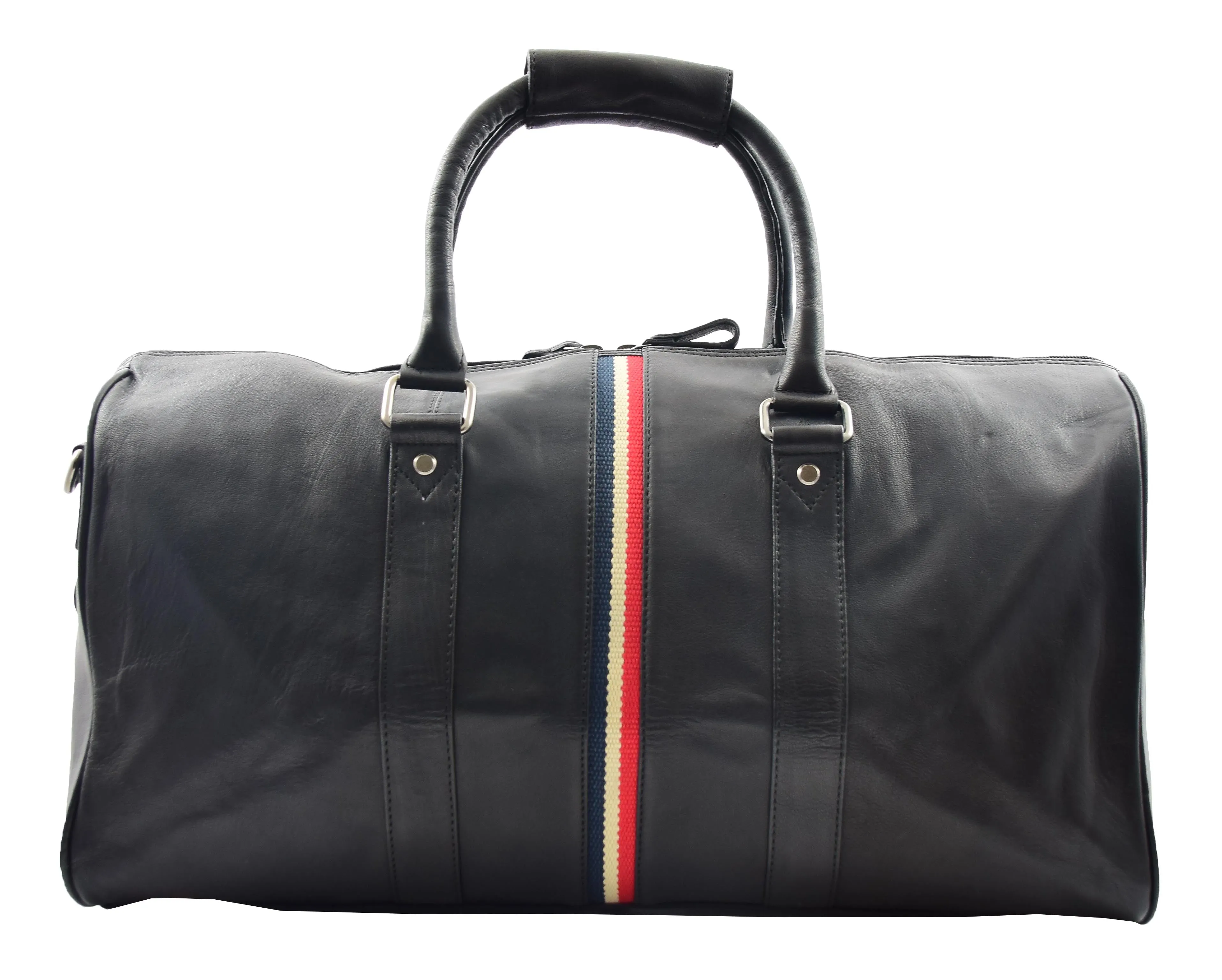 DR349 Real Leather Holdall Overnight Bag Black