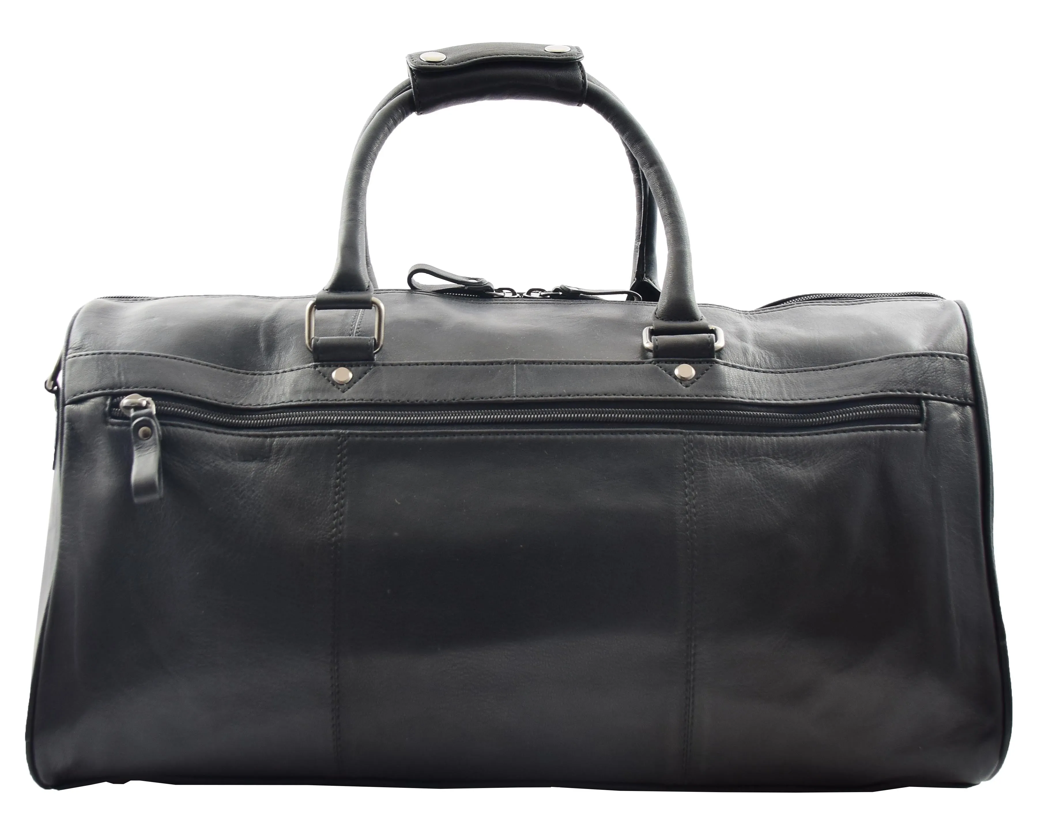 DR349 Real Leather Holdall Overnight Bag Black