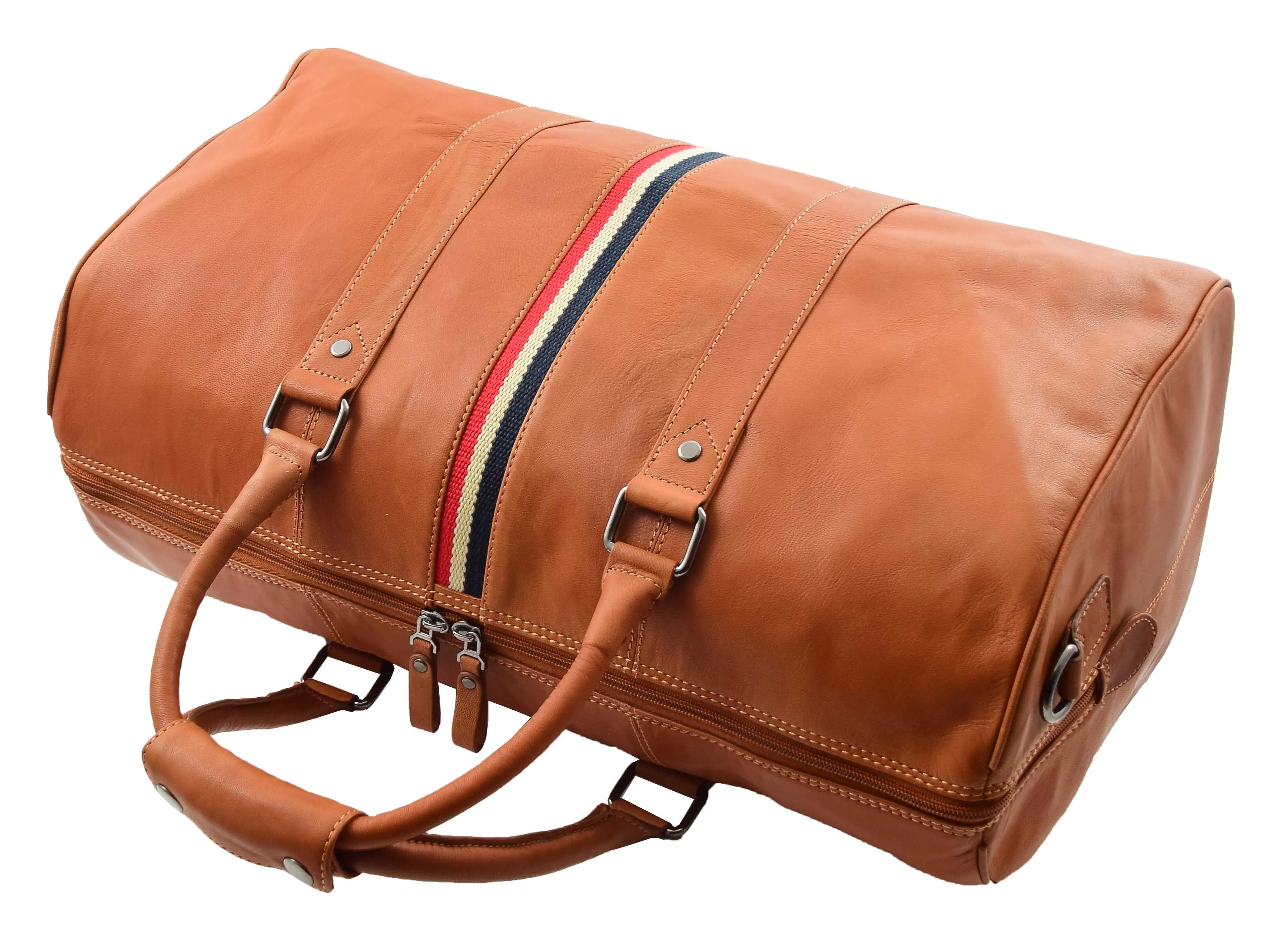 DR349 Real Leather Holdall Overnight Bag Cognac
