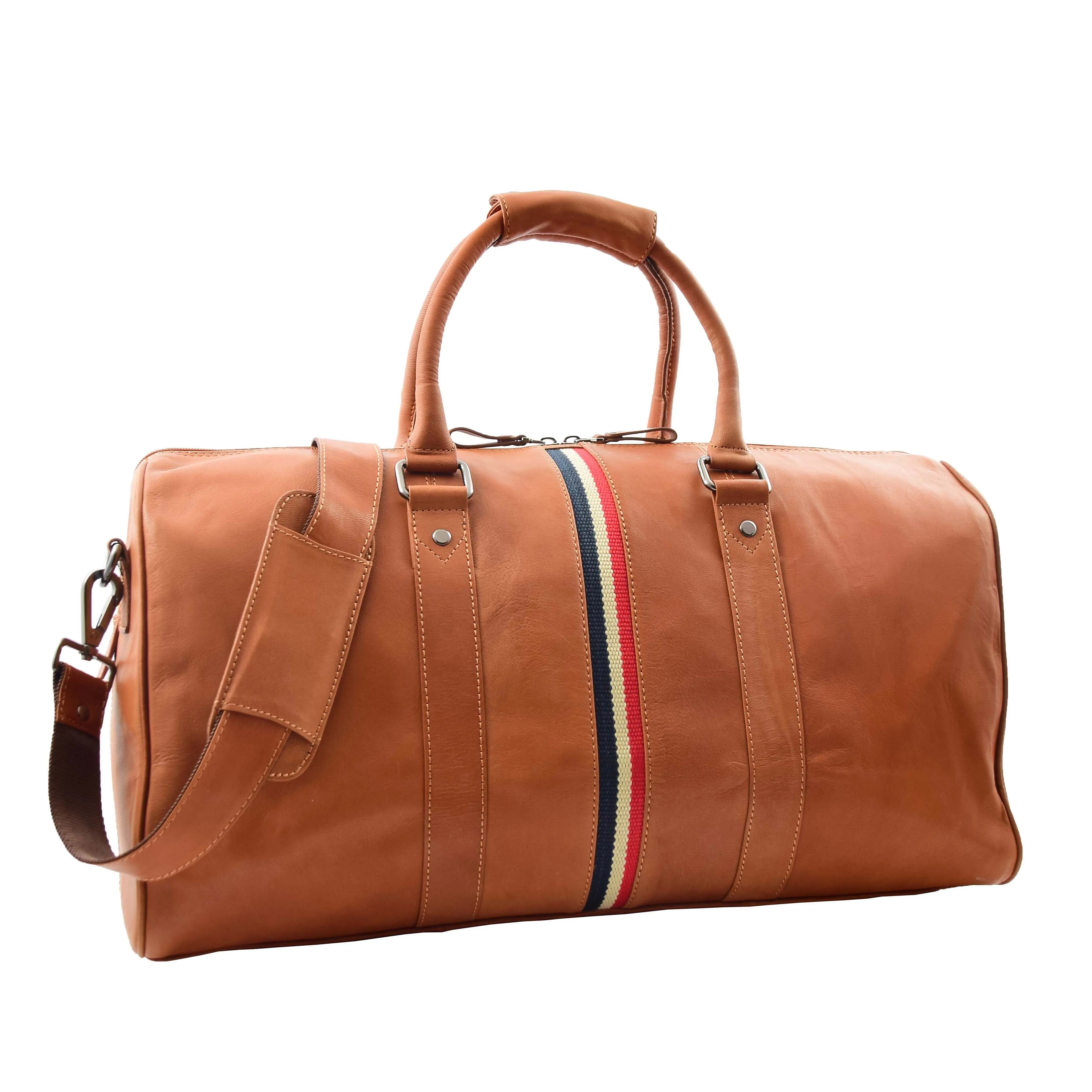 DR349 Real Leather Holdall Overnight Bag Cognac