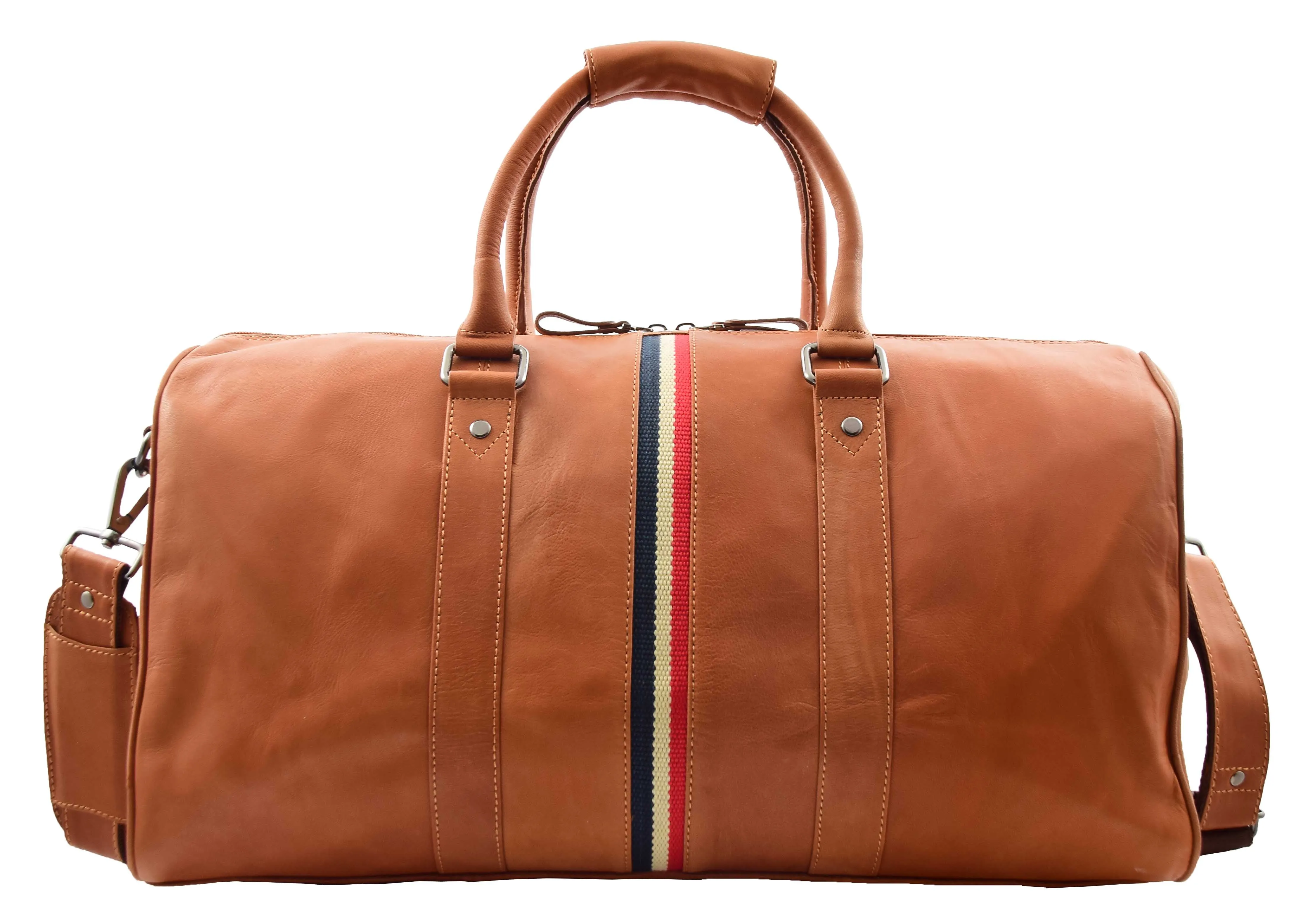 DR349 Real Leather Holdall Overnight Bag Cognac