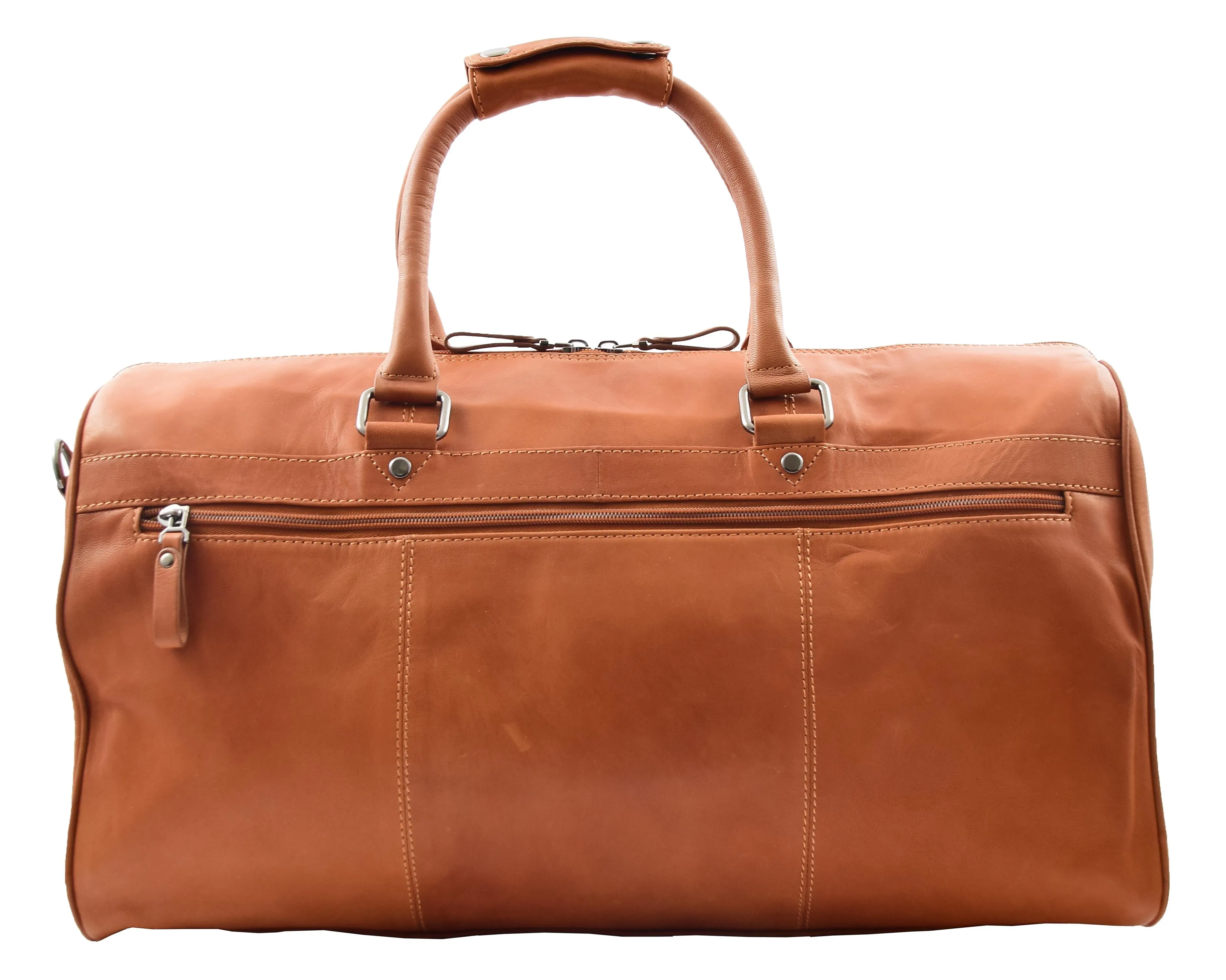 DR349 Real Leather Holdall Overnight Bag Cognac