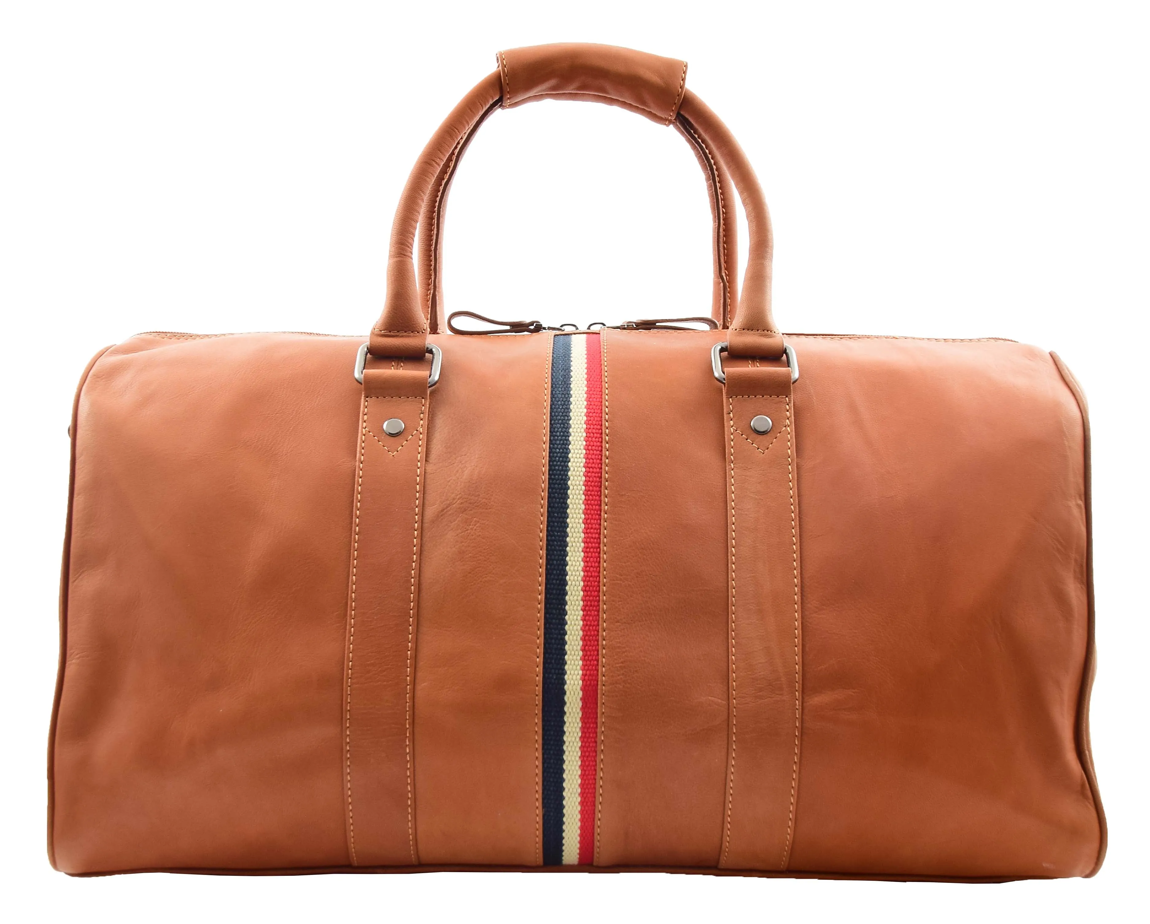 DR349 Real Leather Holdall Overnight Bag Cognac