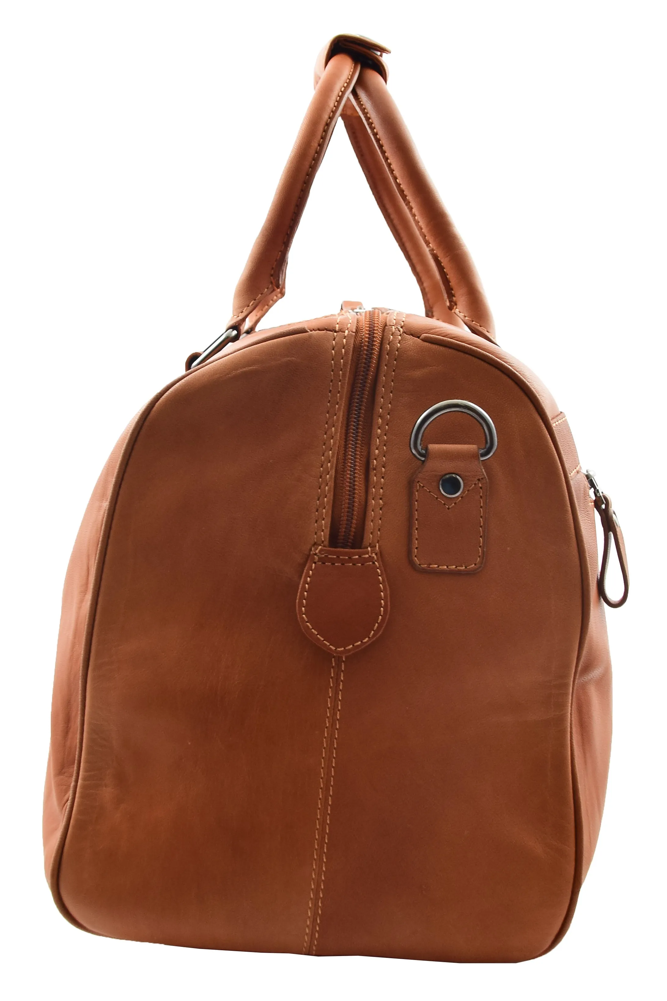 DR349 Real Leather Holdall Overnight Bag Cognac