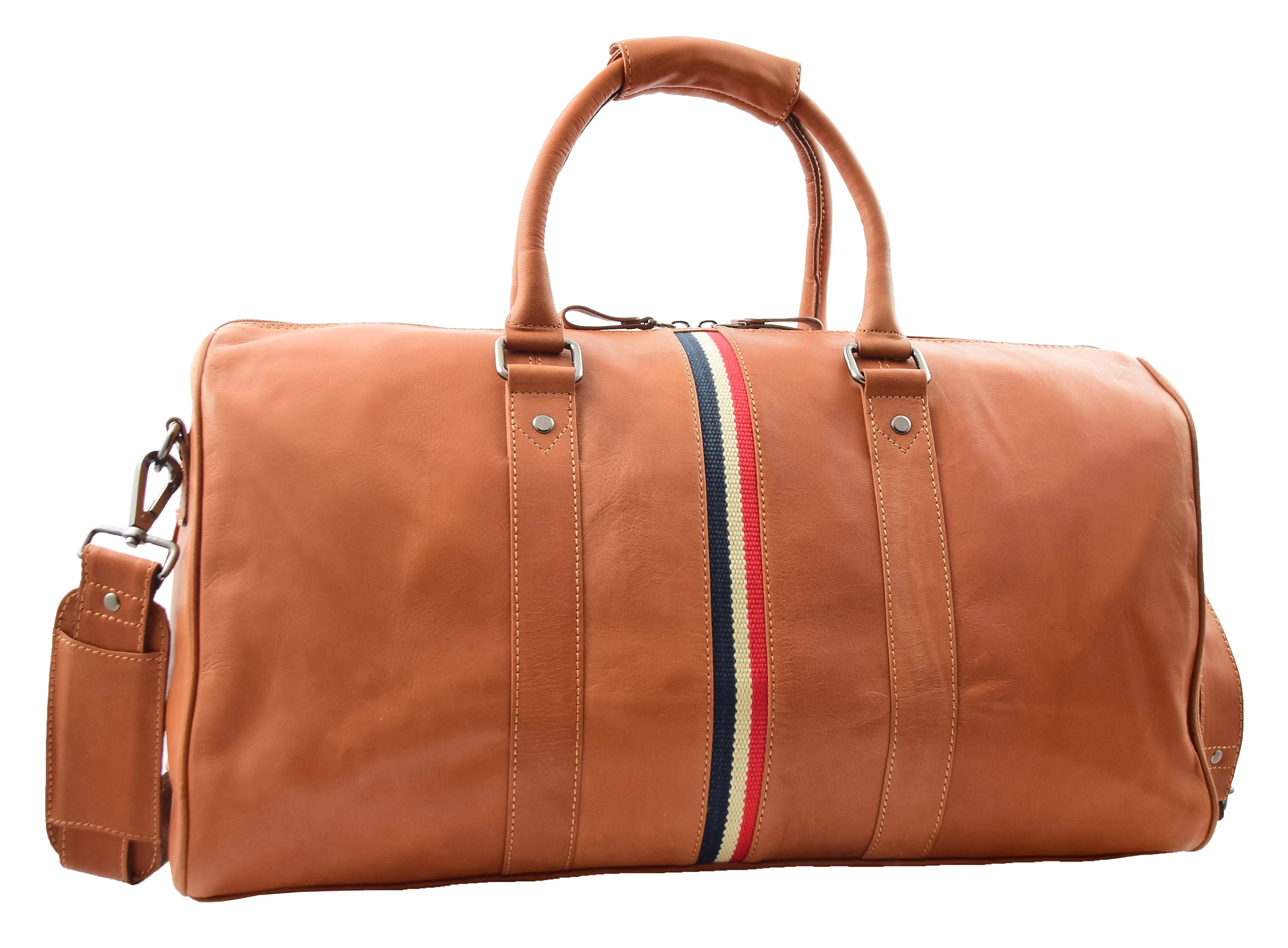 DR349 Real Leather Holdall Overnight Bag Cognac