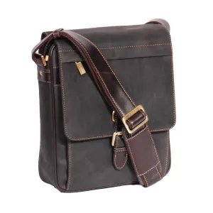 DR374 Men's Leather Cross Body Shoulder Bag Brown