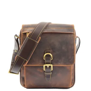 DR374 Men's Leather Cross Body Shoulder Bag Tan