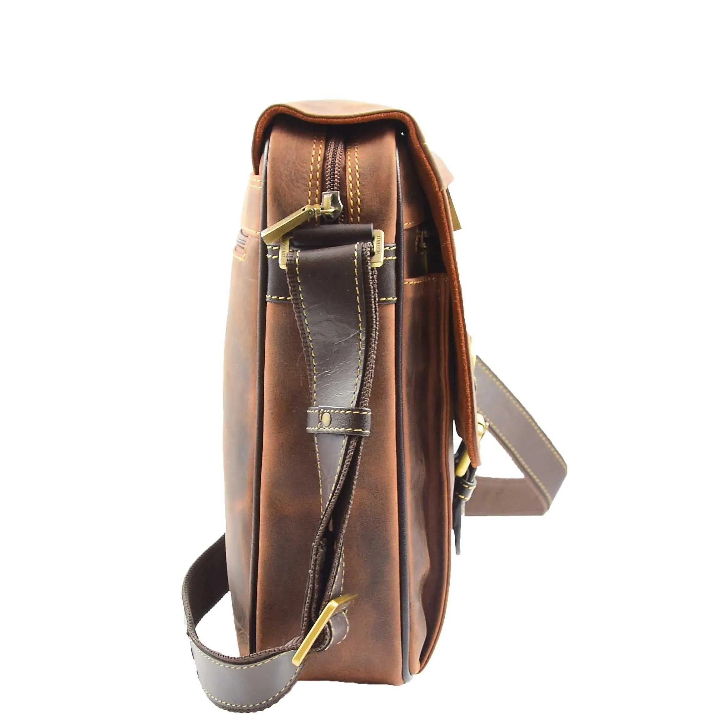 DR374 Men's Leather Cross Body Shoulder Bag Tan