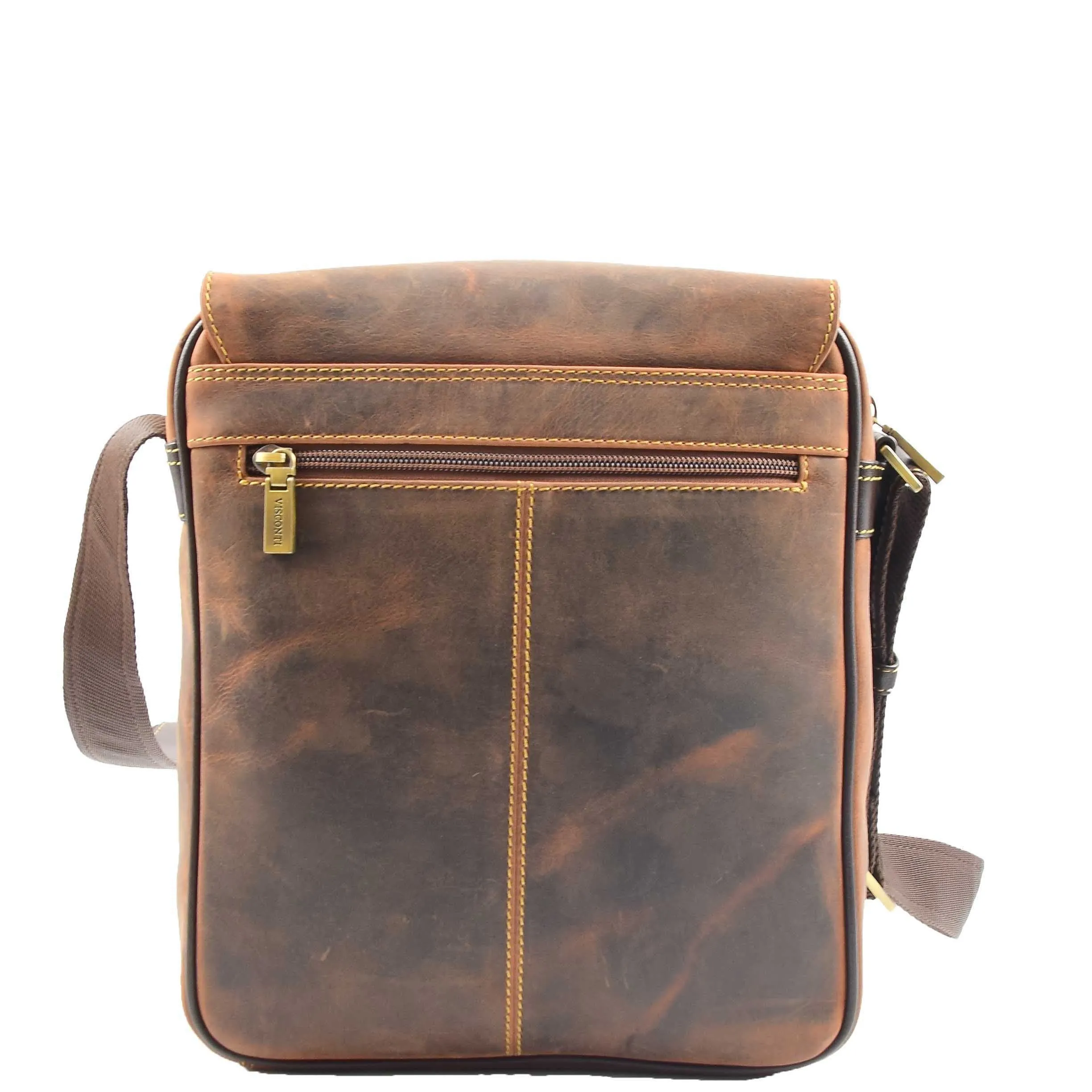 DR374 Men's Leather Cross Body Shoulder Bag Tan